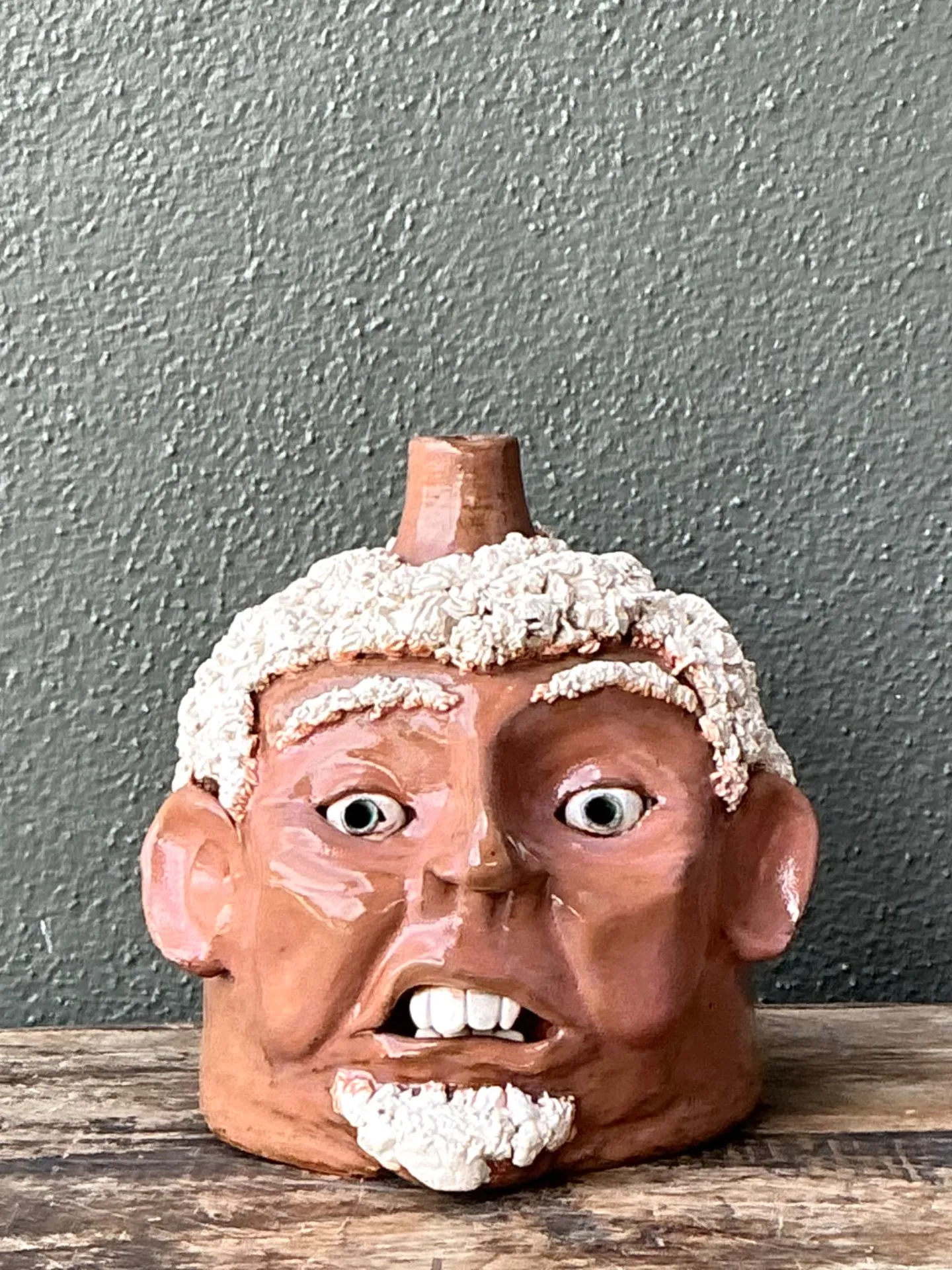 Vintage Handcrafted Ceramic Face Jug — additional photo 3