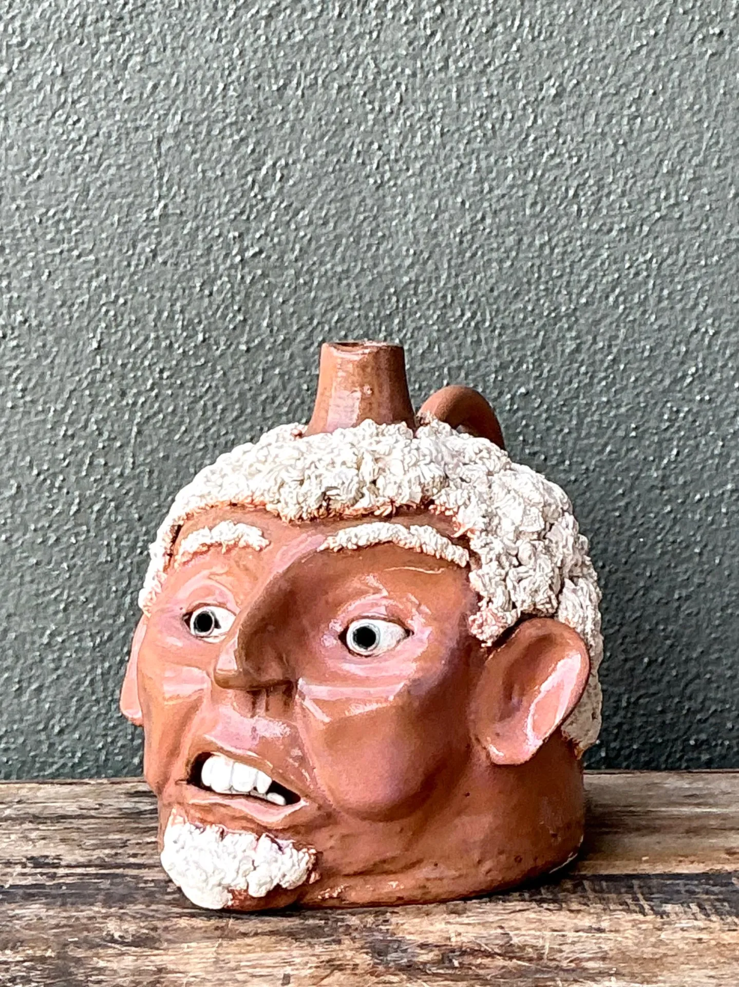 Vintage Handcrafted Ceramic Face Jug — additional photo 6