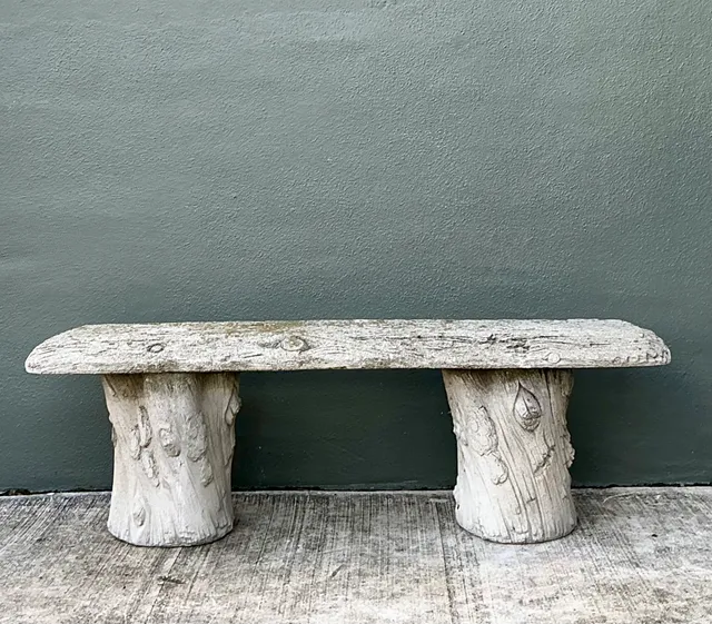 Vintage Faux Bois Concrete Garden Bench — additional photo 6