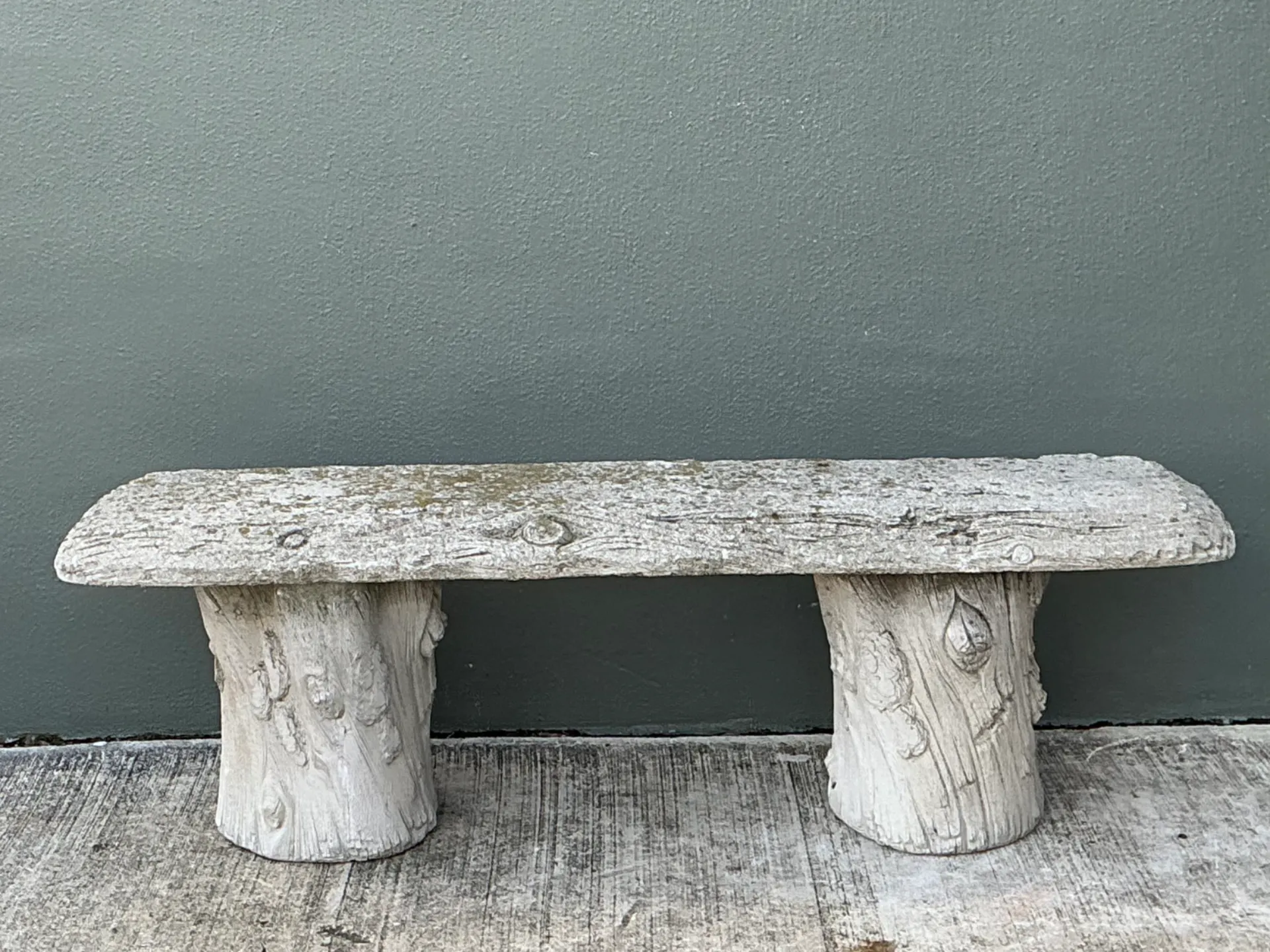 Vintage Faux Bois Concrete Garden Bench — additional photo 4