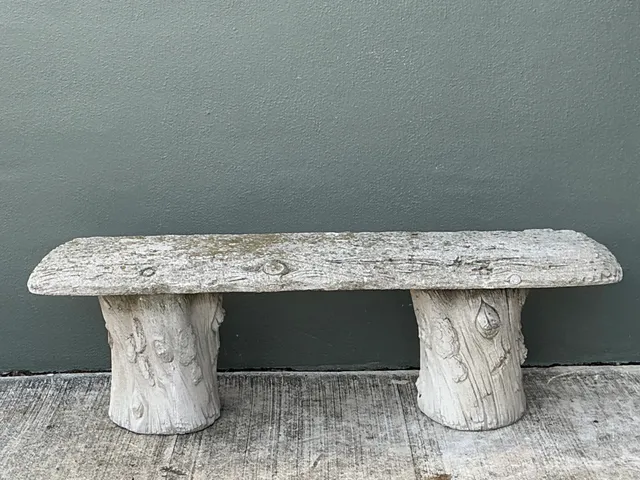 Vintage Faux Bois Concrete Garden Bench — additional photo 4