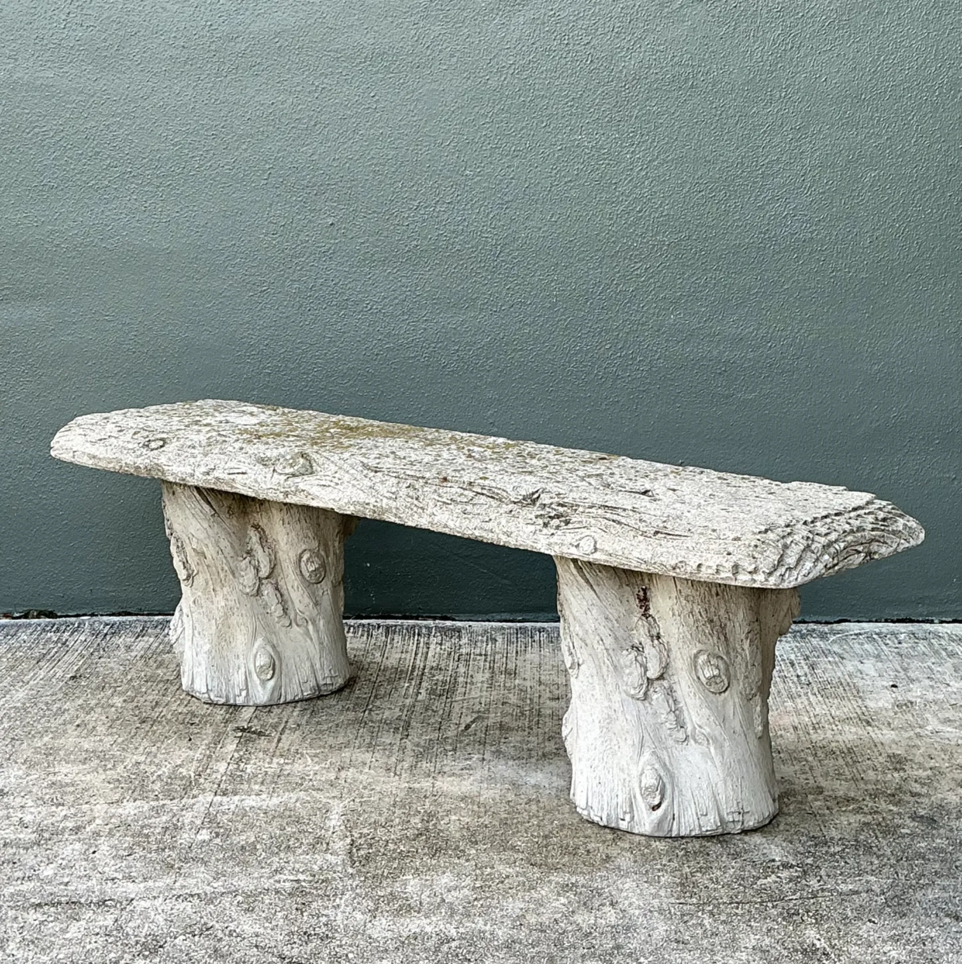 Vintage Faux Bois Concrete Garden Bench — additional photo 1