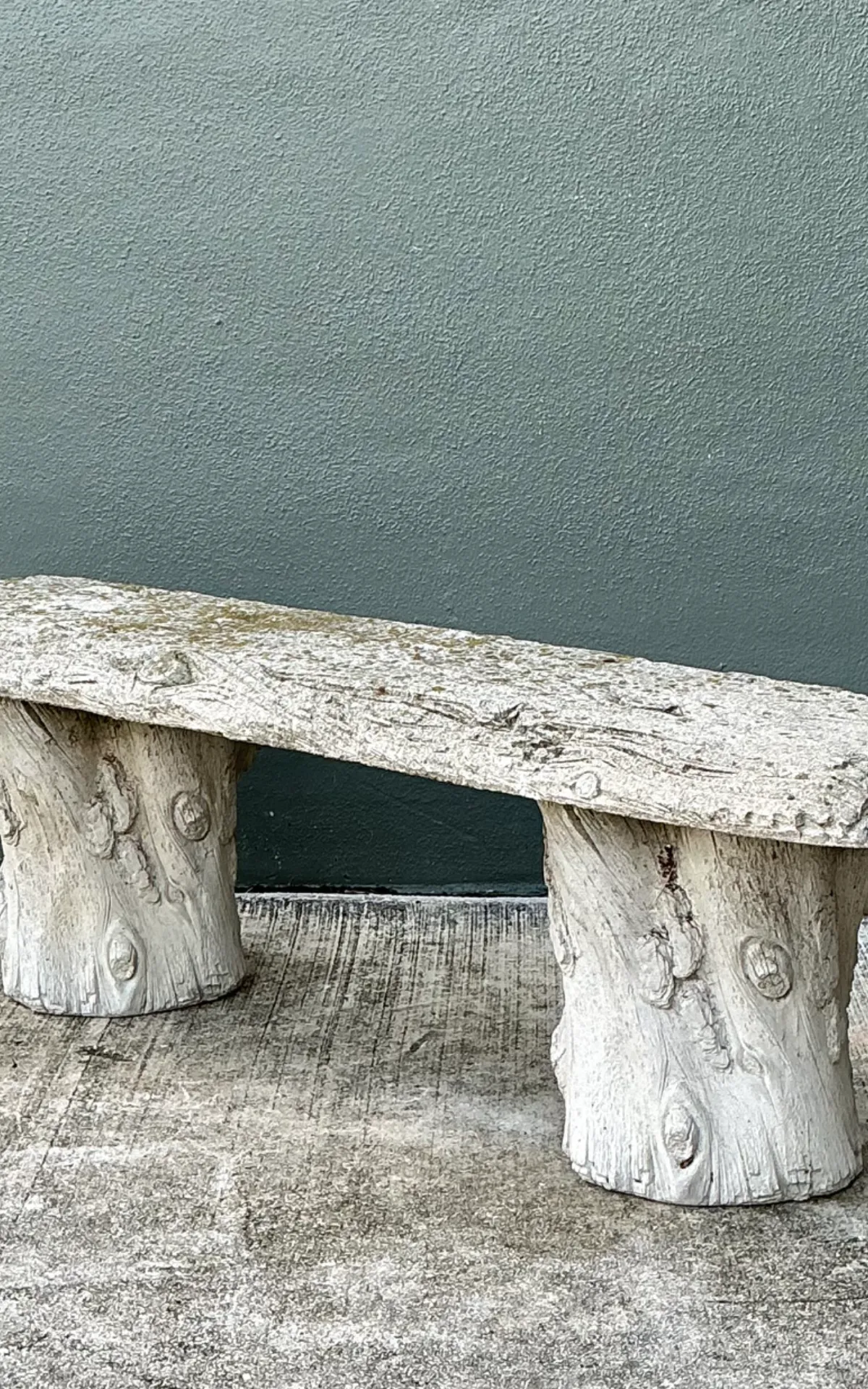 Vintage Faux Bois Concrete Garden Bench