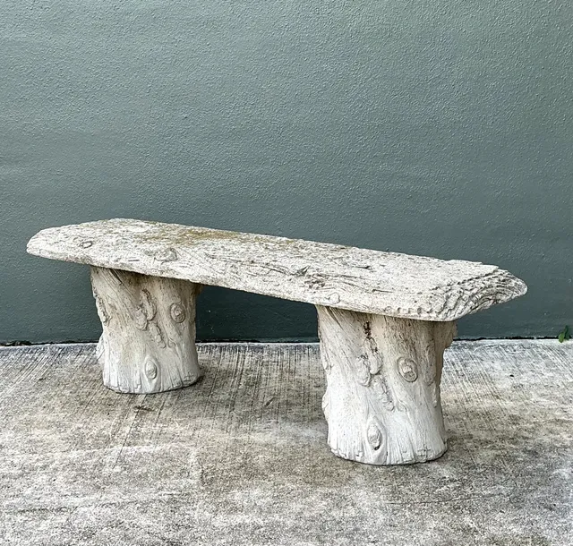Vintage Faux Bois Concrete Garden Bench — additional photo 3
