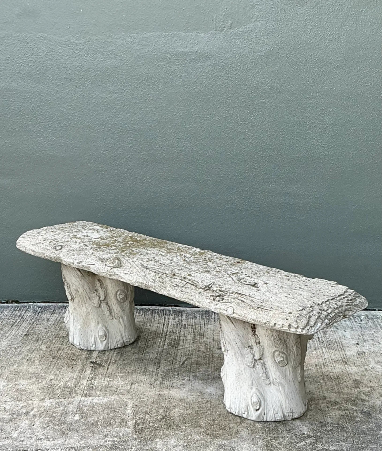 Vintage Faux Bois Concrete Garden Bench — additional photo 2