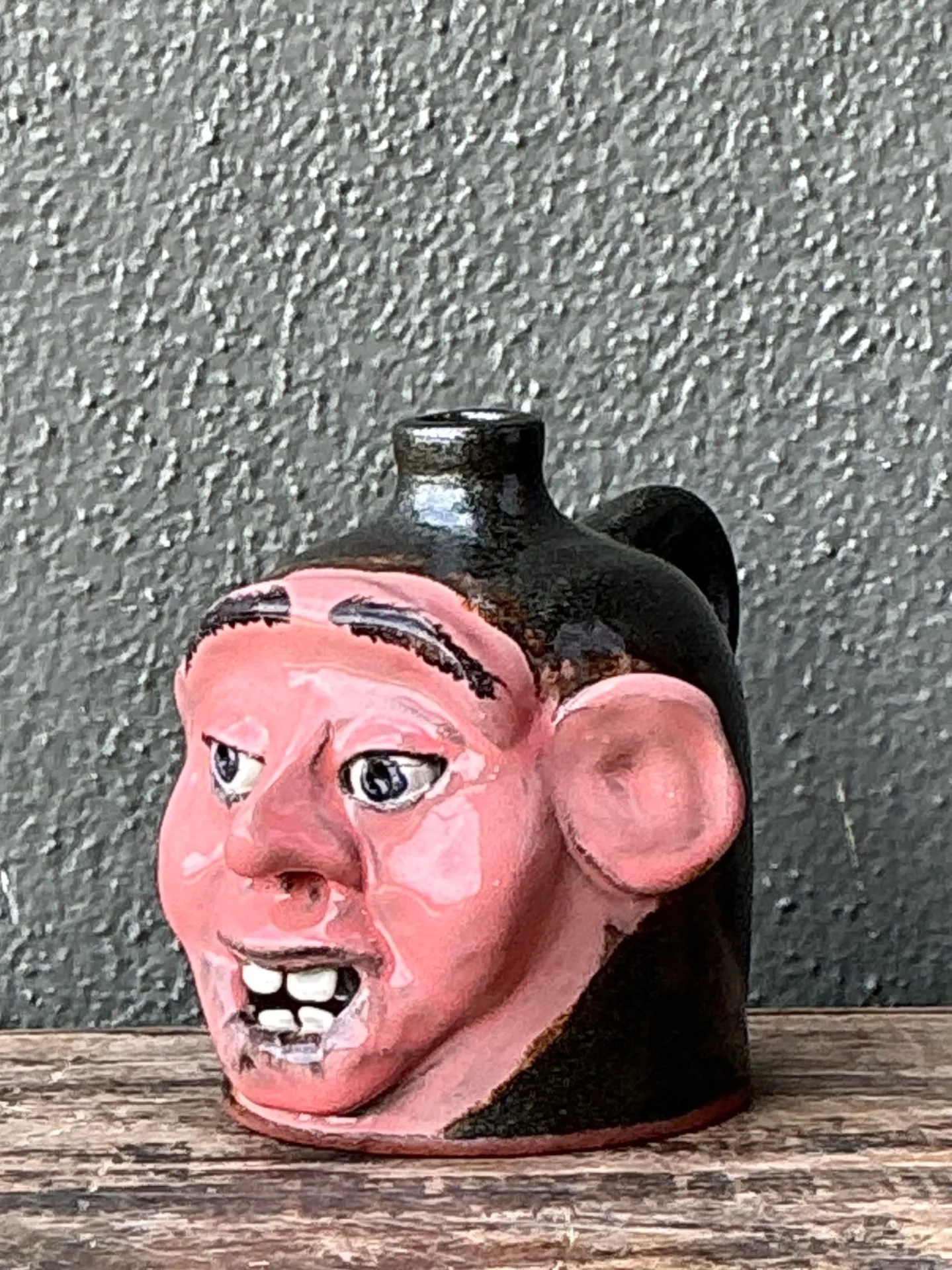 Vintage Handcrafted Ceramic Face Jug — additional photo 4