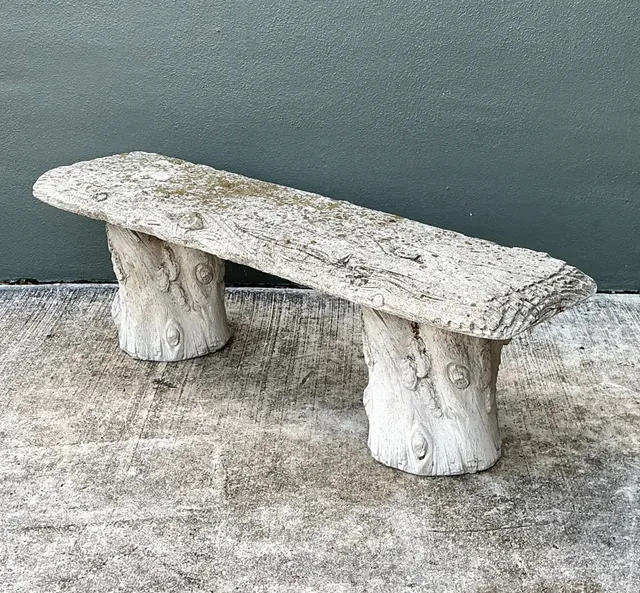 Vintage Faux Bois Concrete Garden Bench — additional photo 8