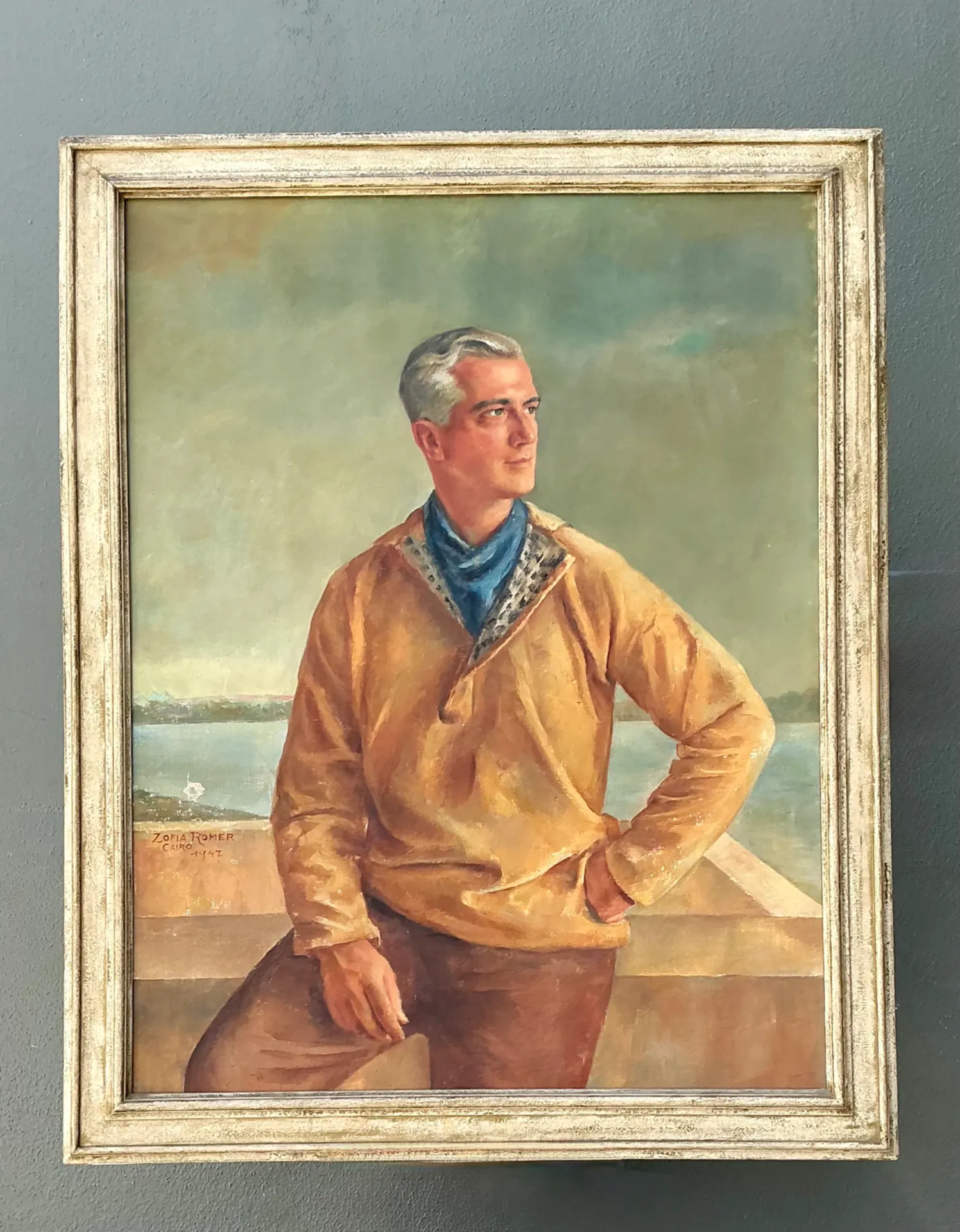 Monumental 1947 Zofia Tomek Framed Portrait Painting — additional photo 1