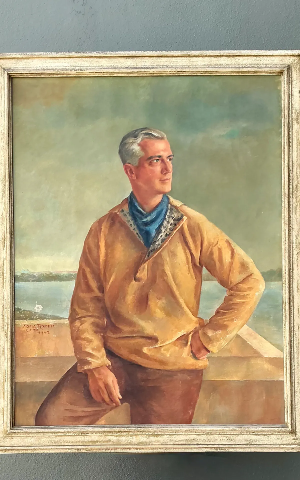 Monumental 1947 Zofia Tomek Framed Portrait Painting