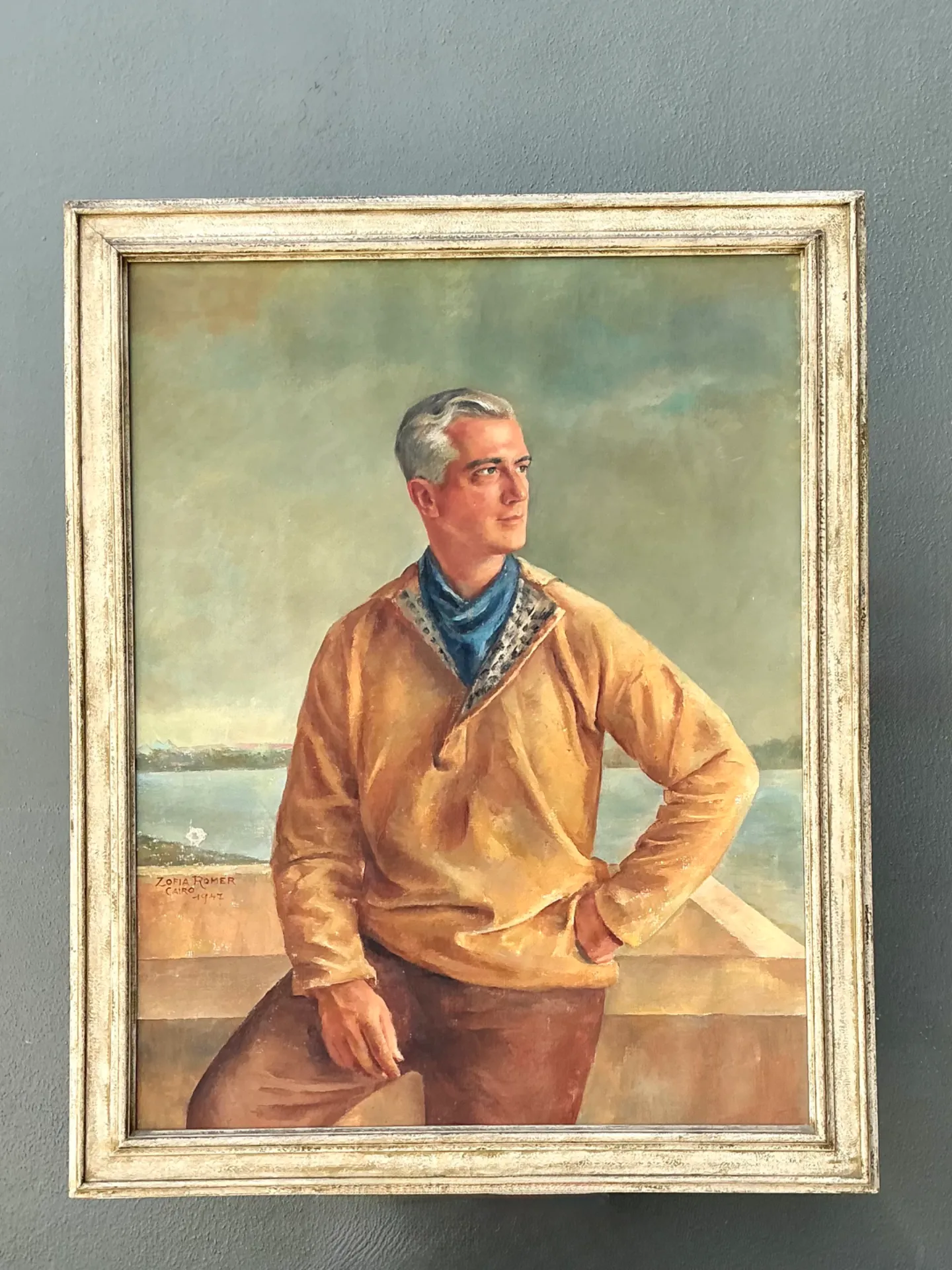 Monumental 1947 Zofia Tomek Framed Portrait Painting — additional photo 3