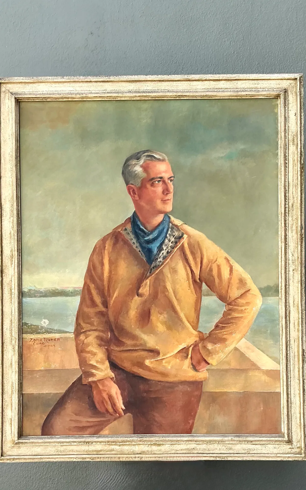Monumental 1947 Zofia Tomek Framed Portrait Painting — additional photo 3
