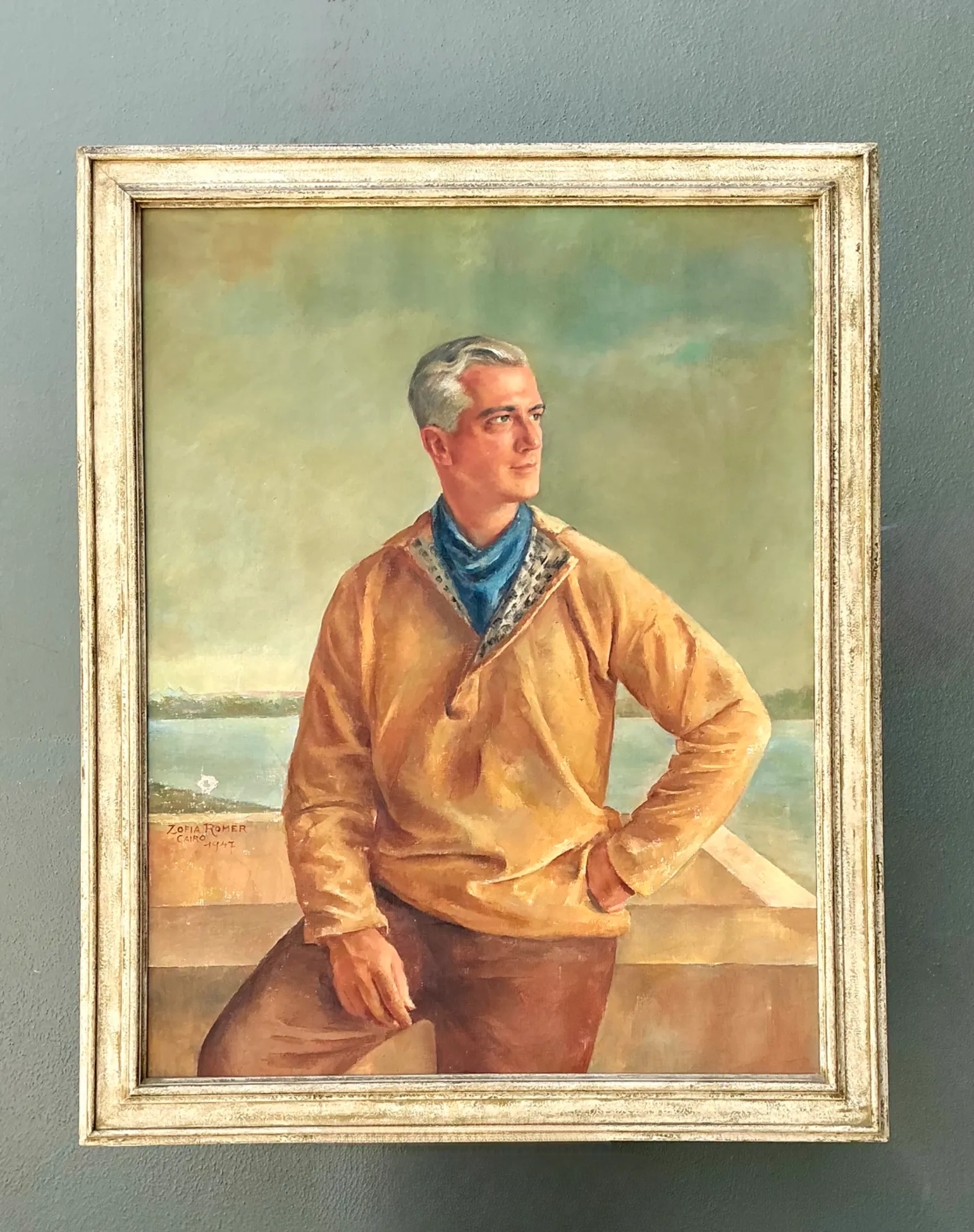 Monumental 1947 Zofia Tomek Framed Portrait Painting — additional photo 5
