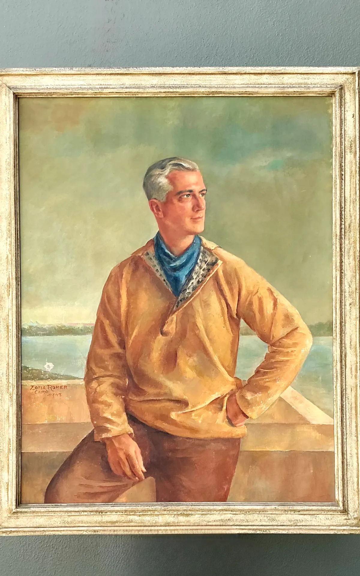 Monumental 1947 Zofia Tomek Framed Portrait Painting — additional photo 5