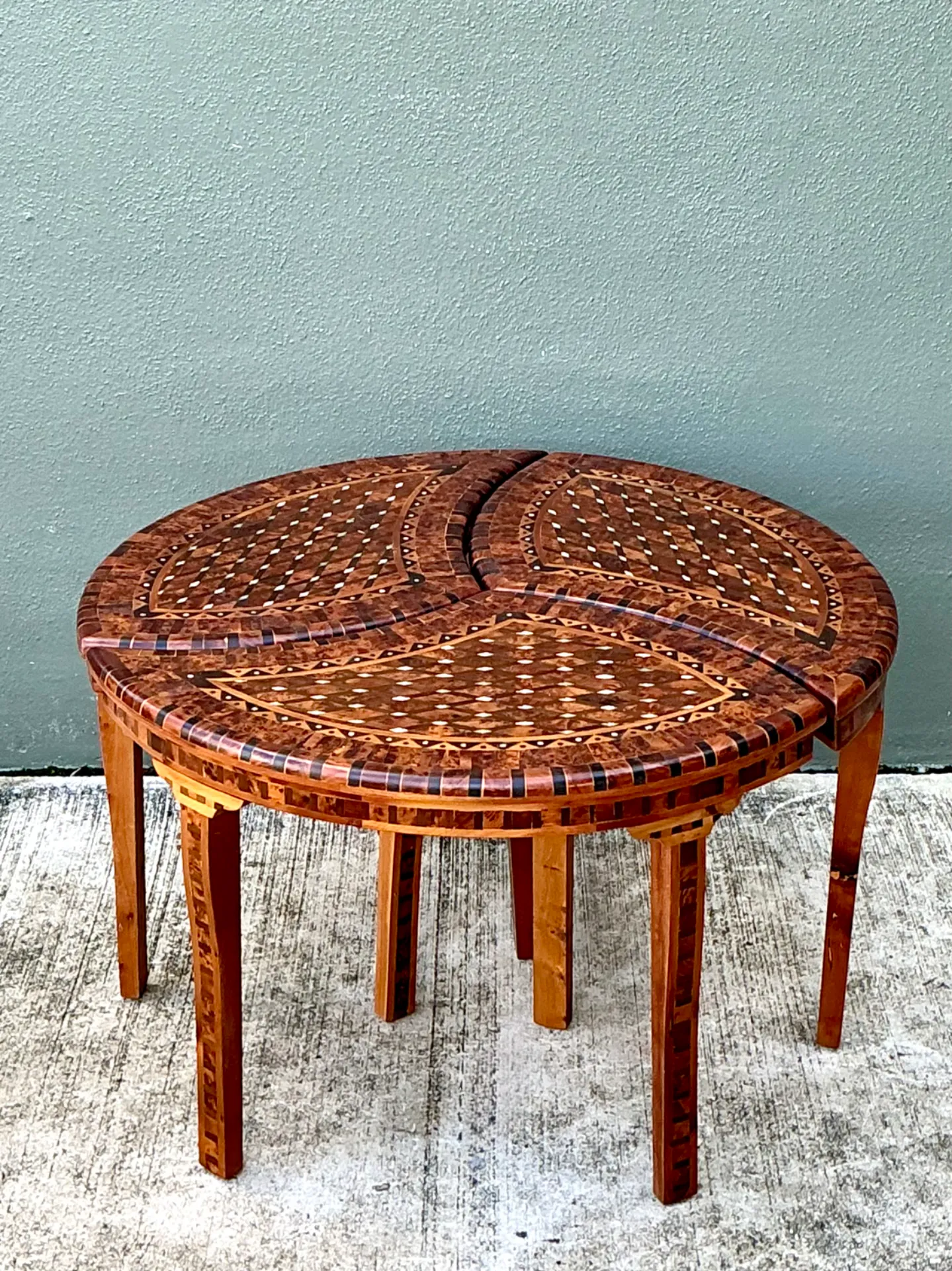 Vintage Geometric Inlaid Wood Coffee Table — additional photo 2