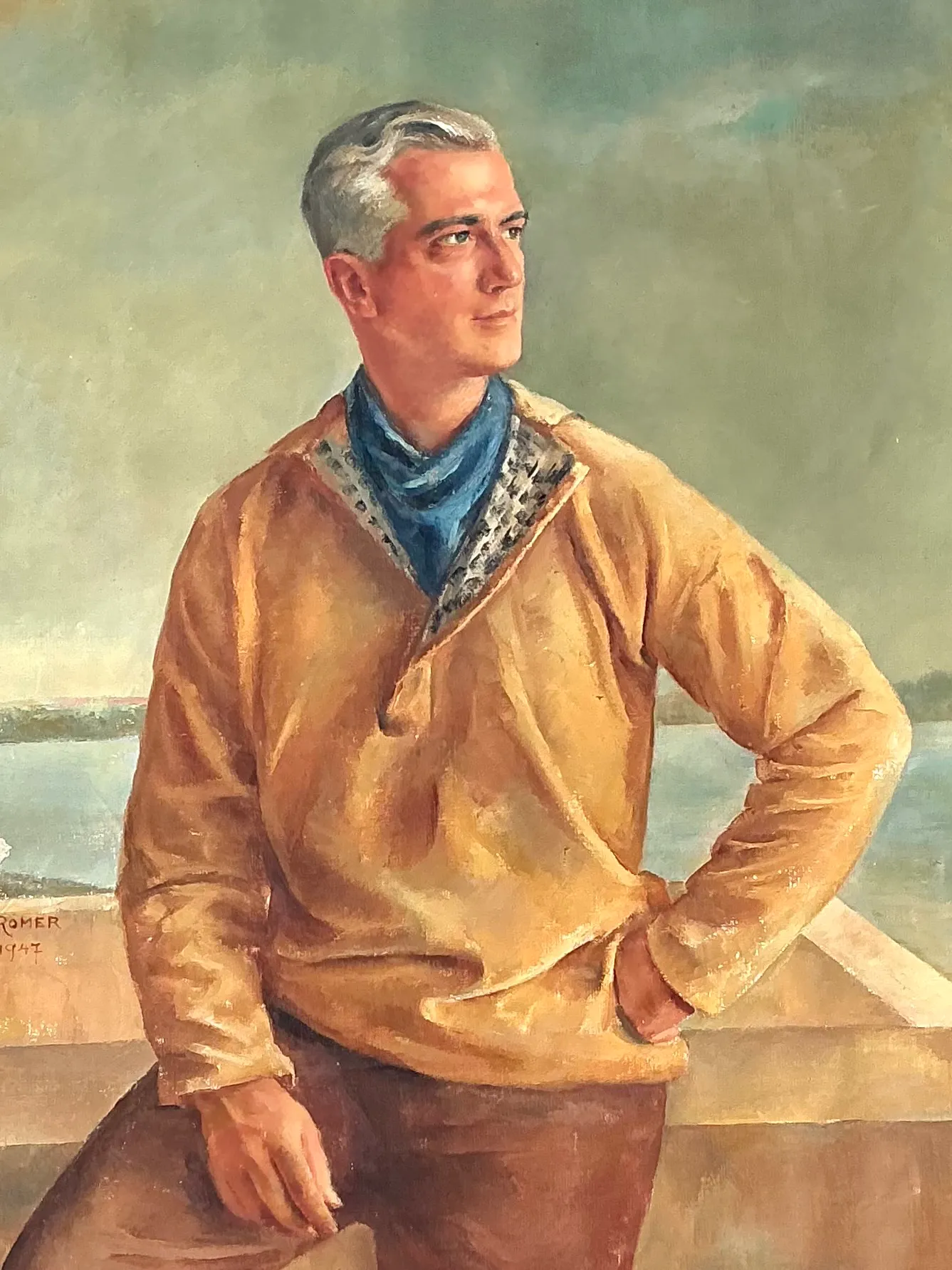Monumental 1947 Zofia Tomek Framed Portrait Painting — additional photo 8