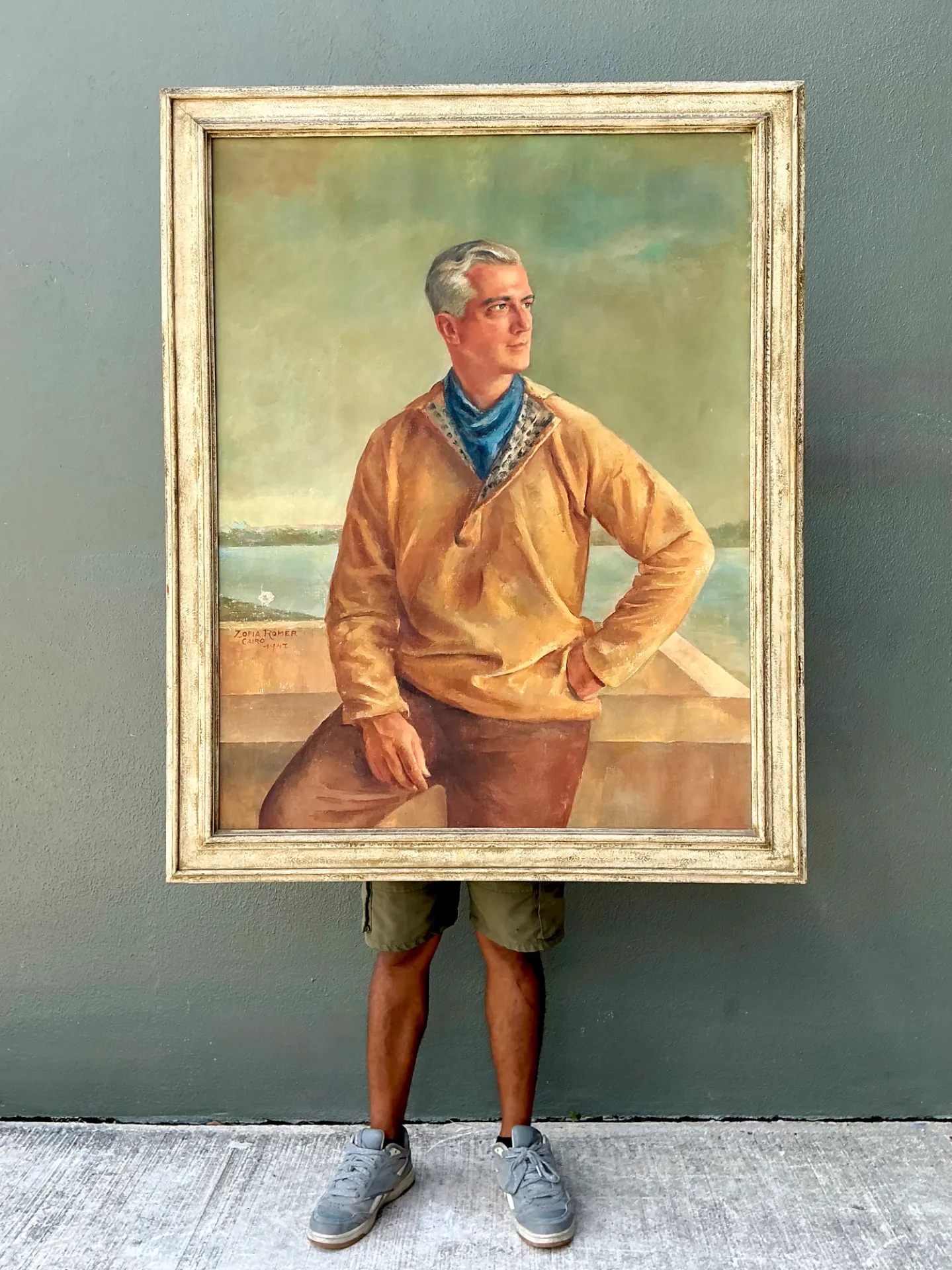 Monumental 1947 Zofia Tomek Framed Portrait Painting — additional photo 2
