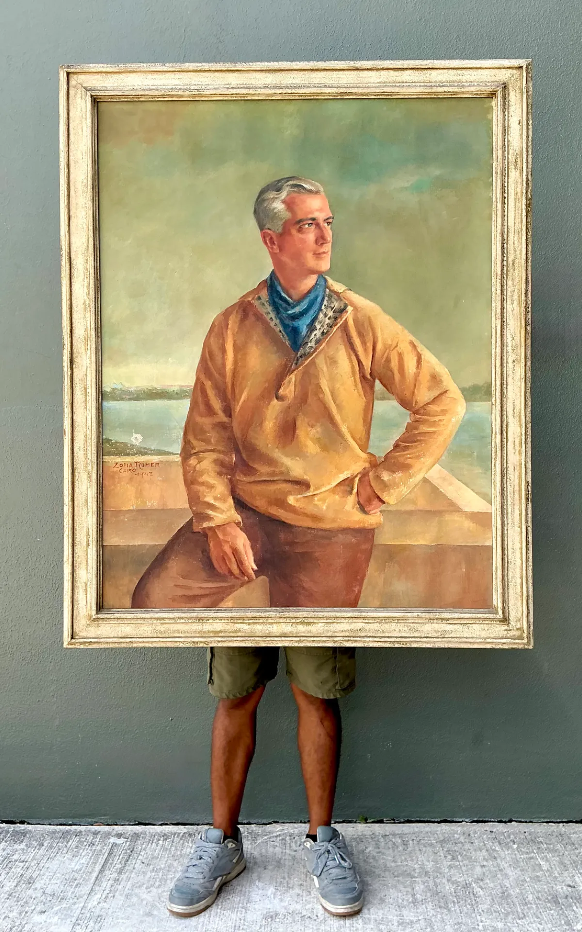 Monumental 1947 Zofia Tomek Framed Portrait Painting — additional photo 2