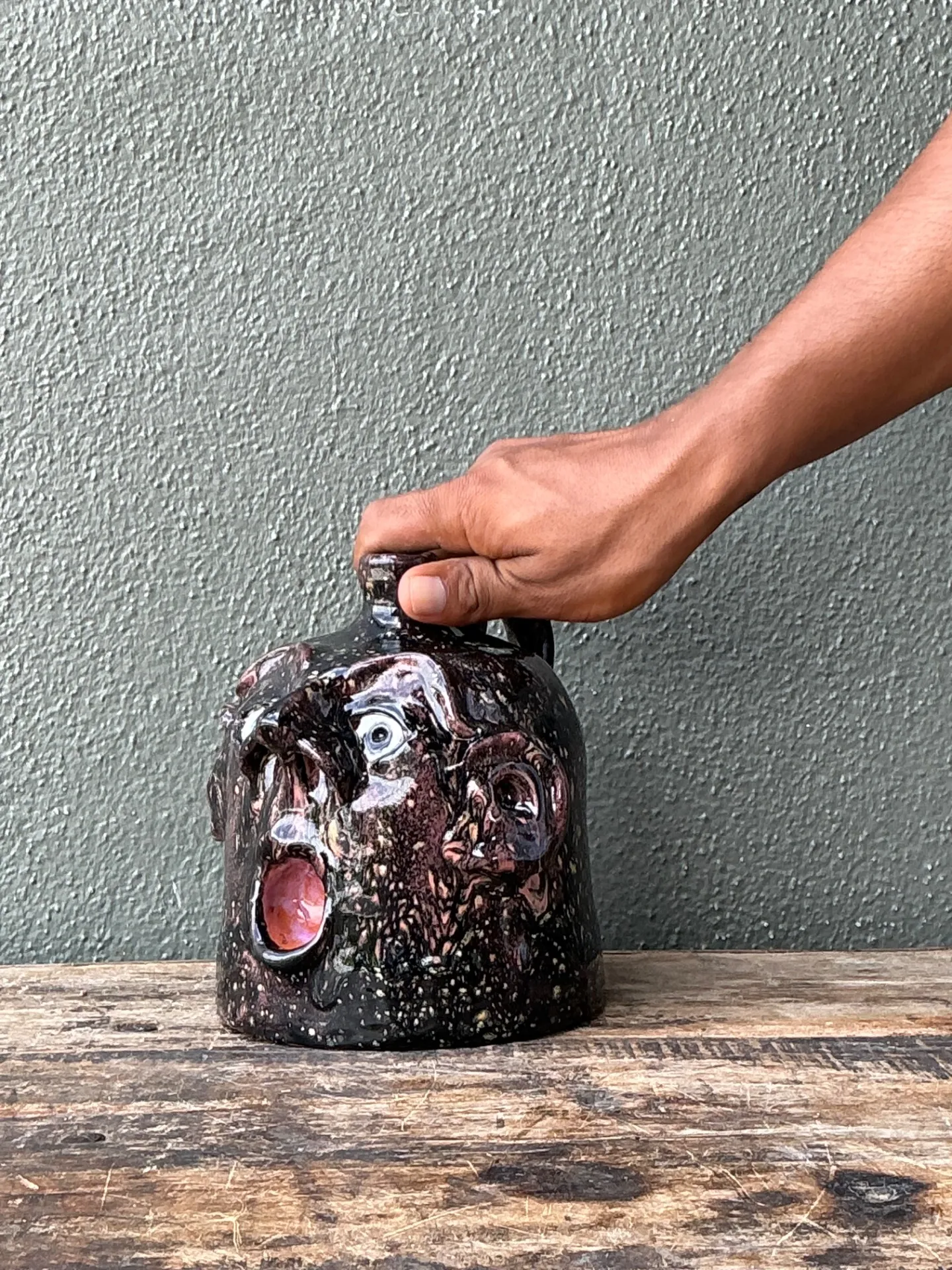Vintage Handcrafted Ceramic Face Jug — additional photo 8