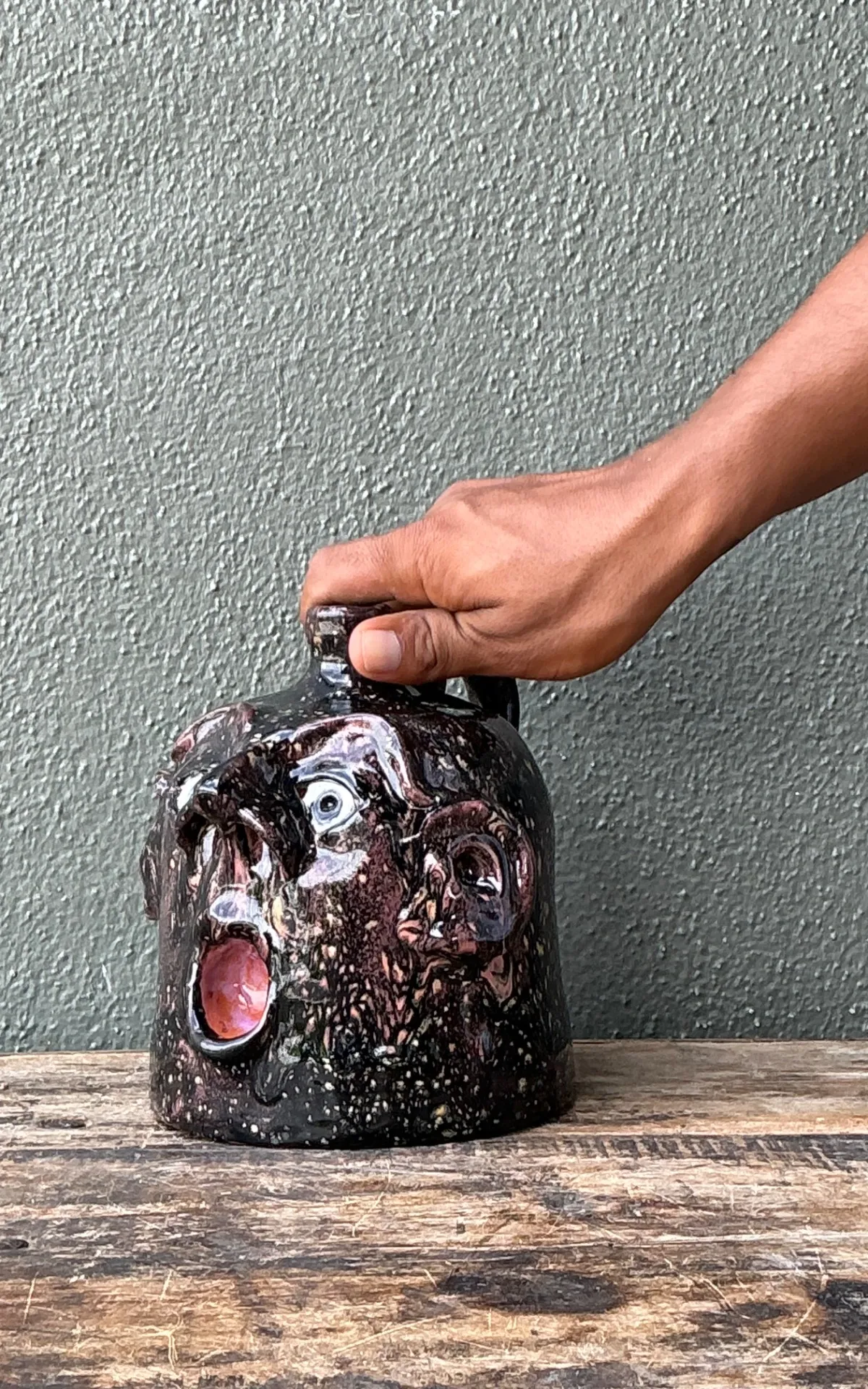 Vintage Handcrafted Ceramic Face Jug — additional photo 8