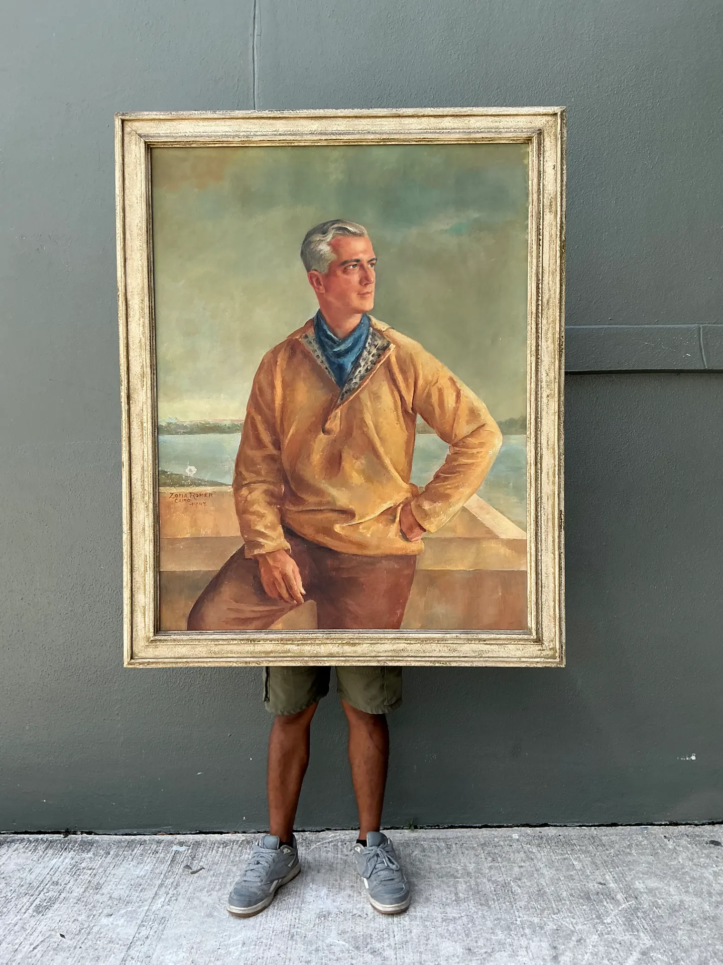 Monumental 1947 Zofia Tomek Framed Portrait Painting — additional photo 4