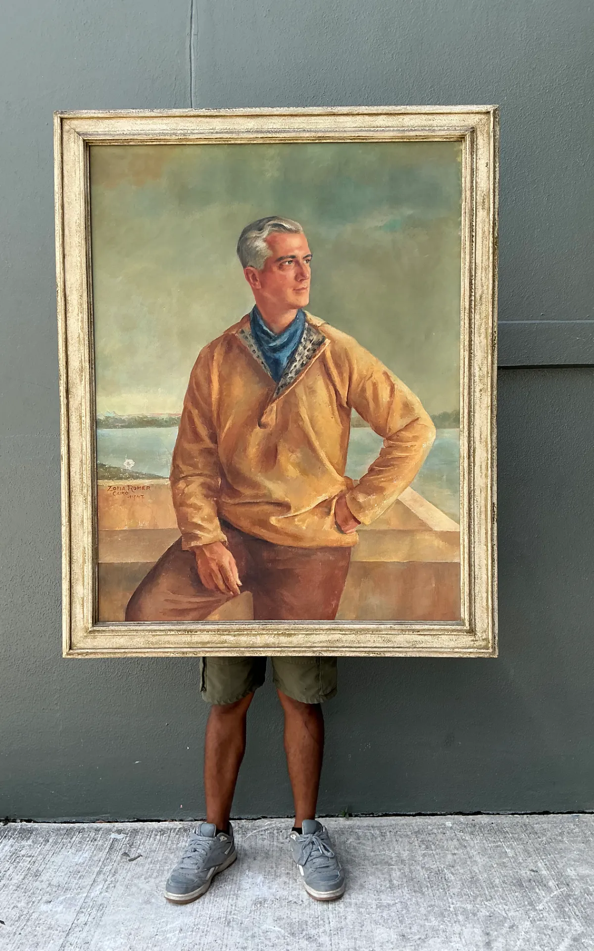 Monumental 1947 Zofia Tomek Framed Portrait Painting — additional photo 4