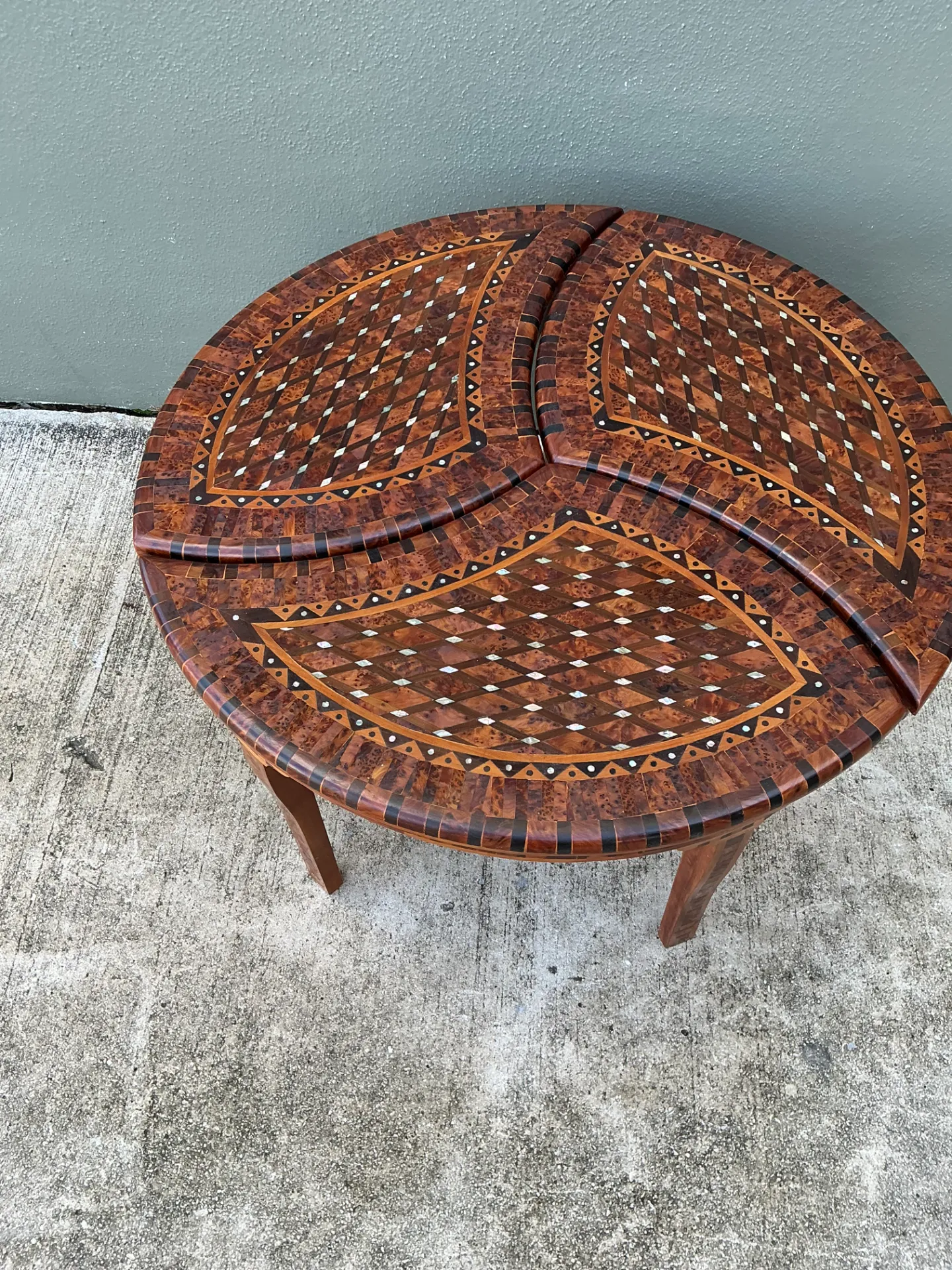 Vintage Geometric Inlaid Wood Coffee Table — additional photo 3