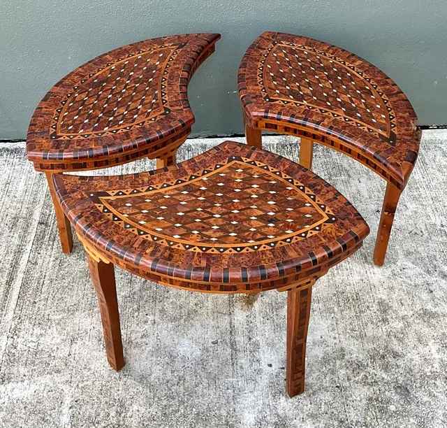 Vintage Geometric Inlaid Wood Coffee Table — additional photo 5
