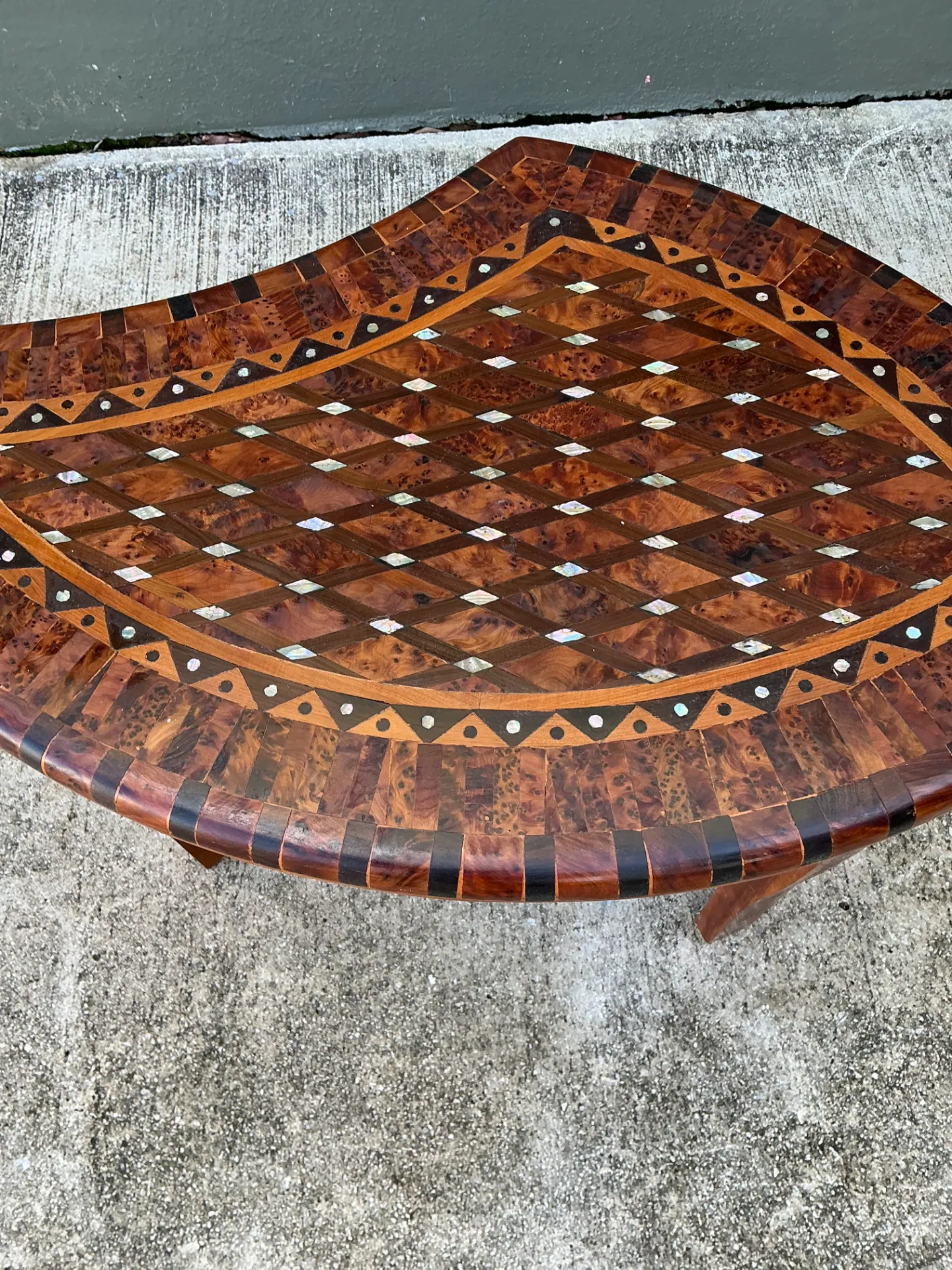 Vintage Geometric Inlaid Wood Coffee Table — additional photo 6
