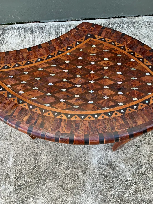 Vintage Geometric Inlaid Wood Coffee Table — additional photo 6