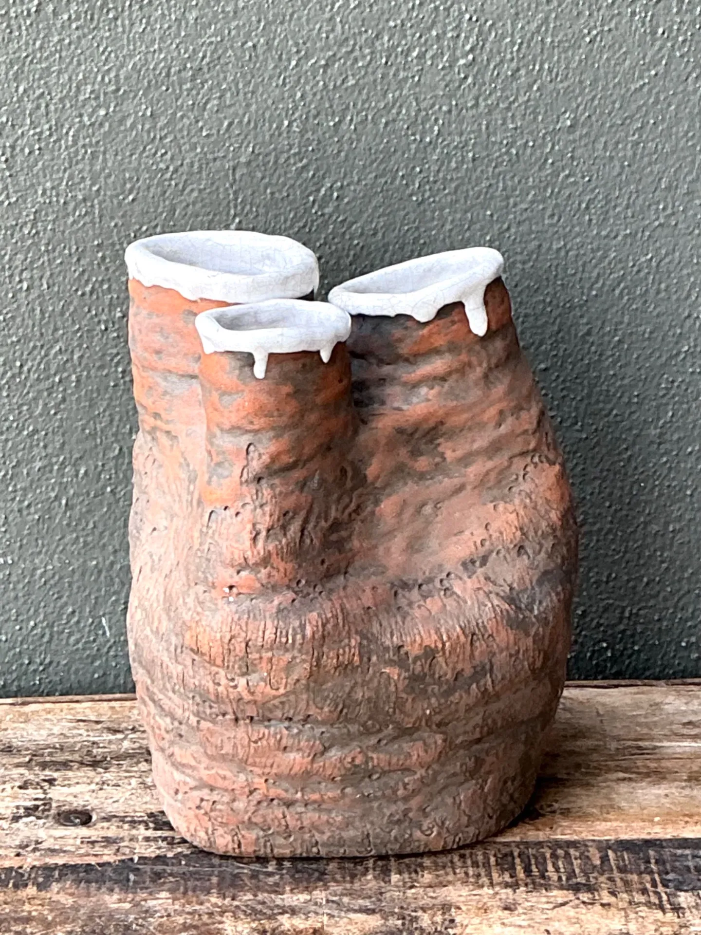 Vintage 1972 Organic Form Pottery Vase — additional photo 1