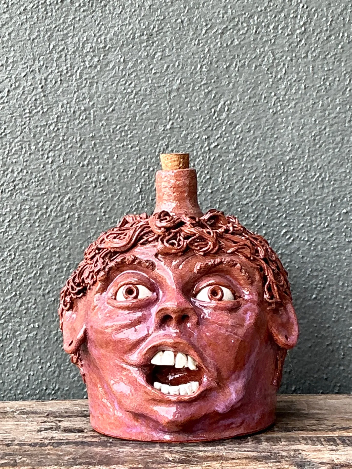 Vintage Handcrafted Ceramic Face Jug — additional photo 3