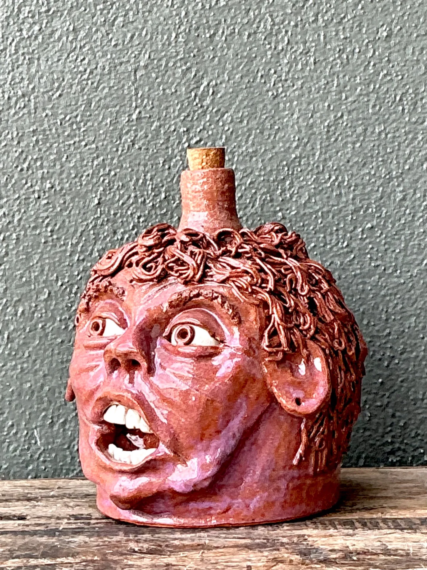 Vintage Handcrafted Ceramic Face Jug — additional photo 7