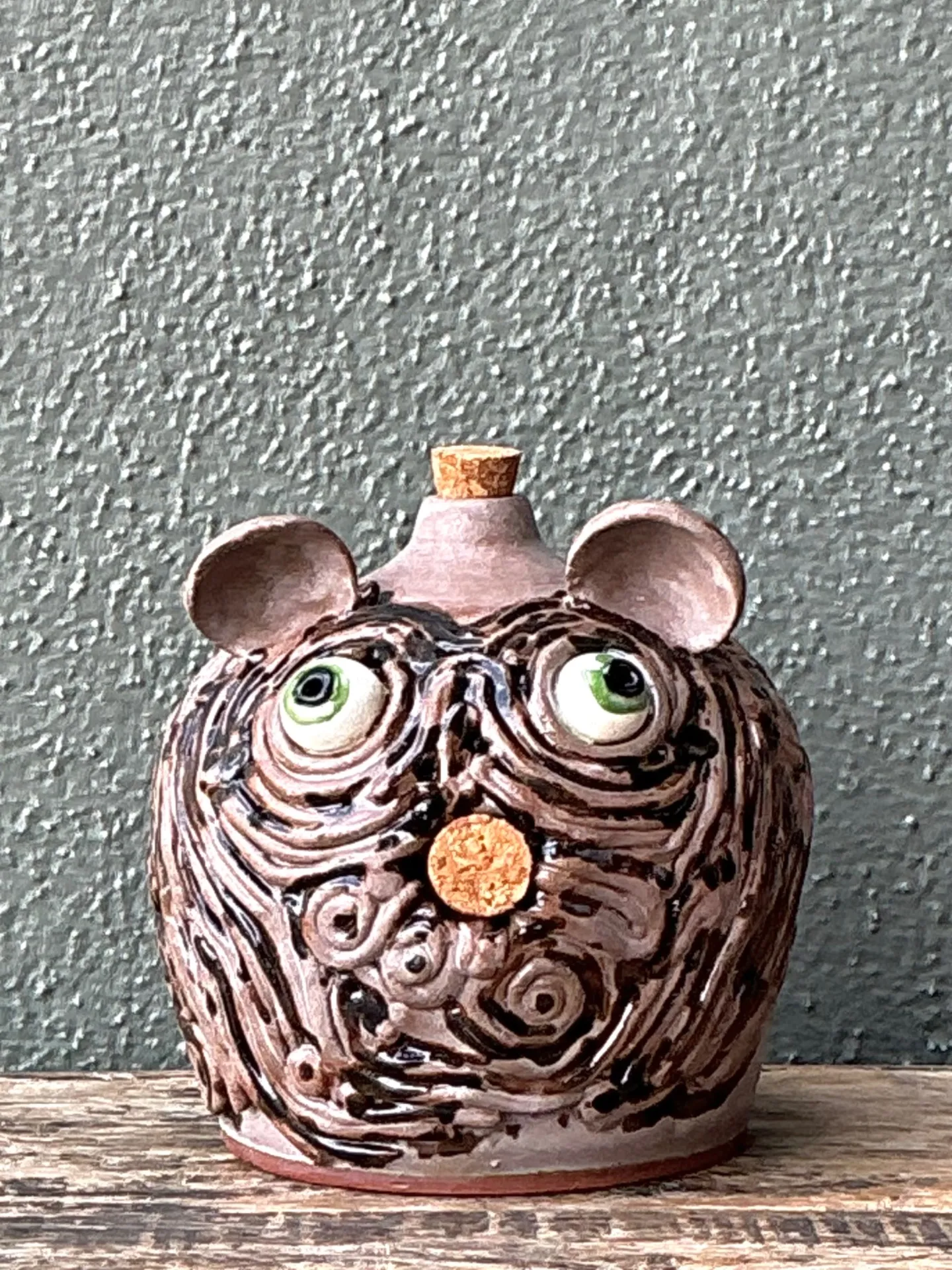 Vintage Handcrafted Ceramic Face Jug — additional photo 2