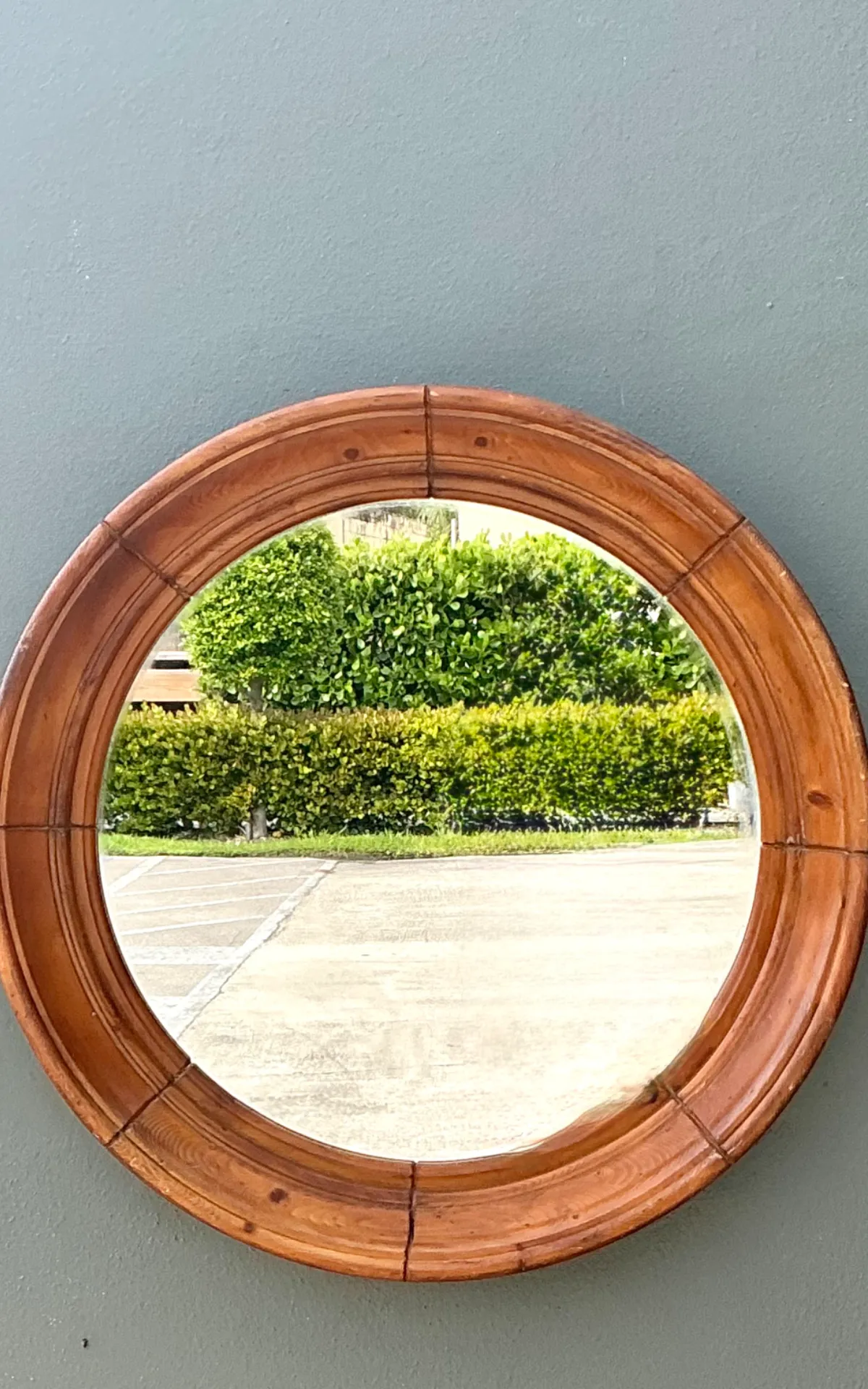 Vintage Round Wood Frame Mirror — additional photo 6