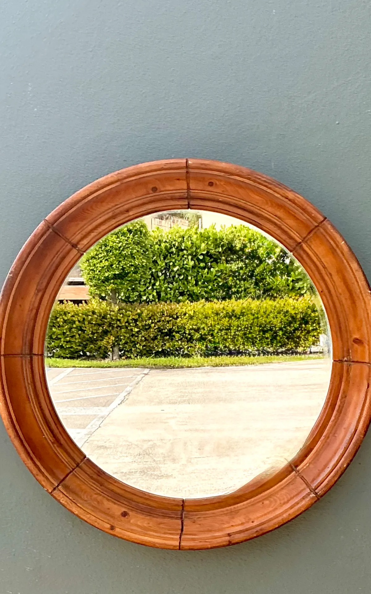Vintage Round Wood Frame Mirror — additional photo 7