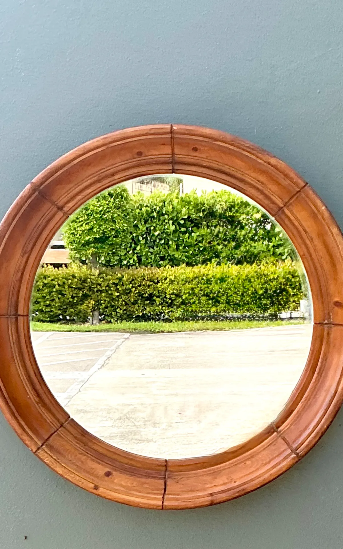 Vintage Round Wood Frame Mirror — additional photo 4