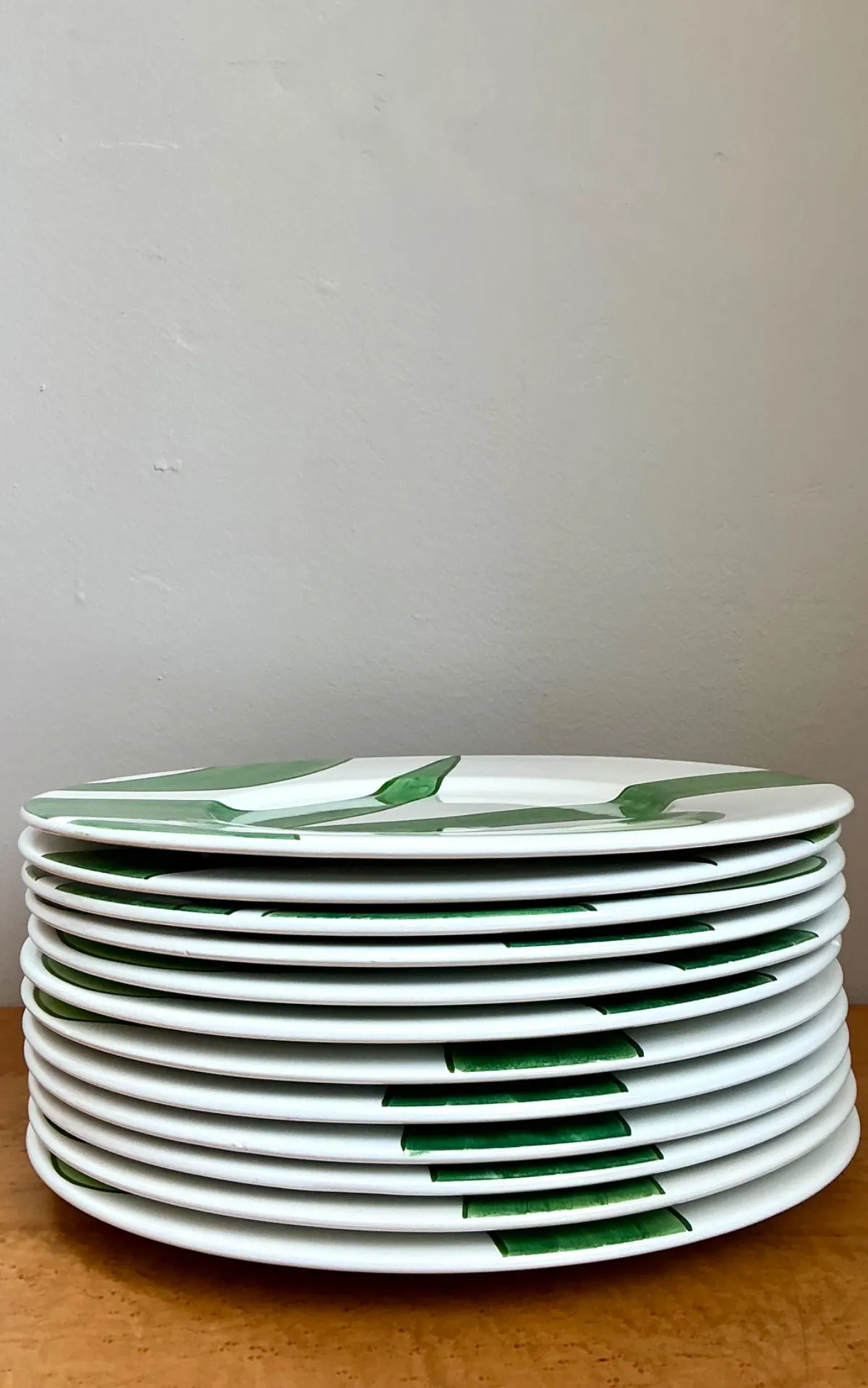 Vintage Italian Vietri Glazed Ceramic Palm Plates - Set Of 12 — additional photo 7
