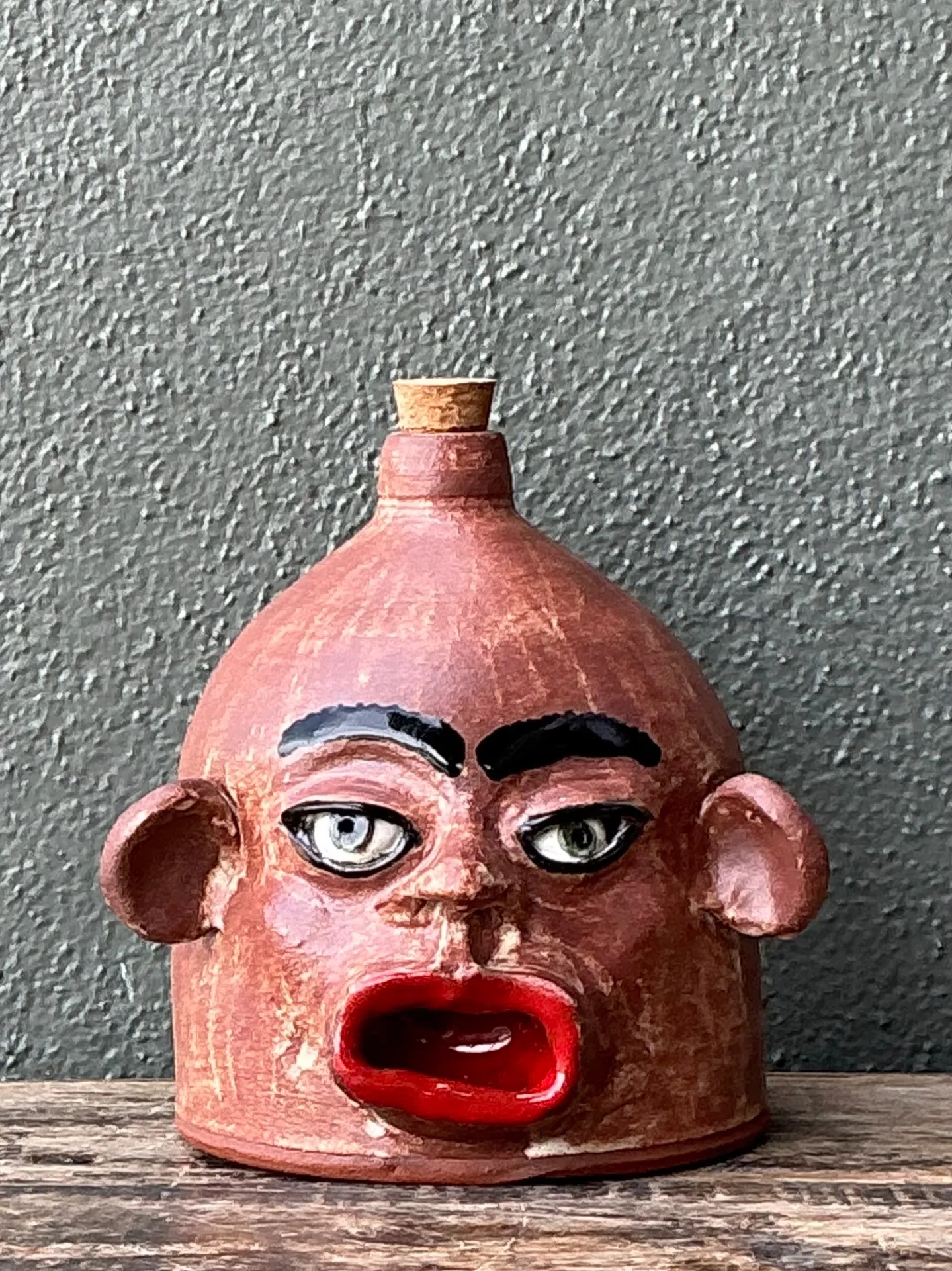 Vintage Handcrafted Ceramic Face Jug — additional photo 4