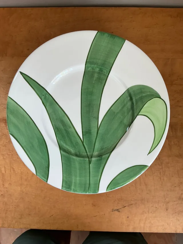 Vintage Italian Vietri Glazed Ceramic Palm Plates - Set Of 12 — additional photo 2