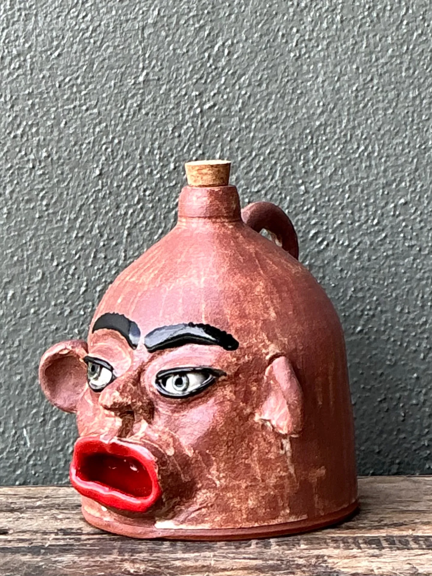 Vintage Handcrafted Ceramic Face Jug — additional photo 2