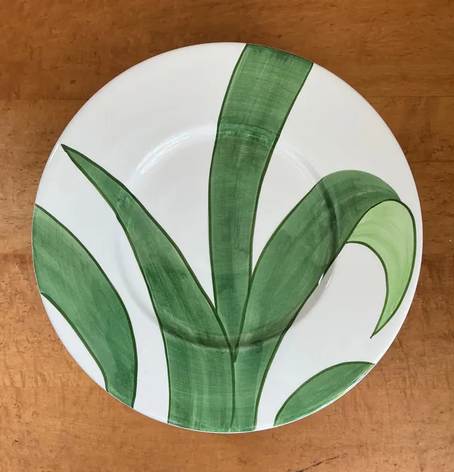 Vintage Italian Vietri Glazed Ceramic Palm Plates - Set Of 12 — additional photo 4