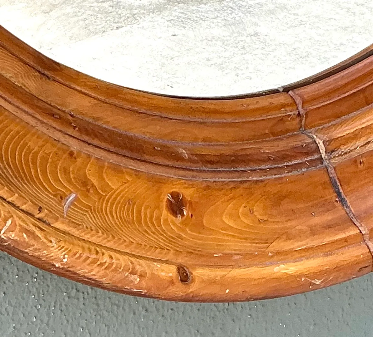Vintage Round Wood Frame Mirror — additional photo 5