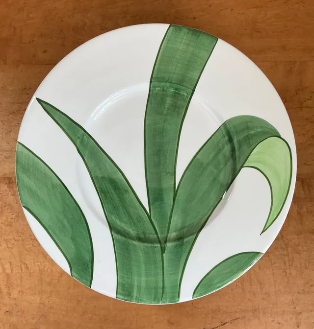 Vintage Italian Vietri Glazed Ceramic Palm Plates - Set Of 12 — additional photo 6