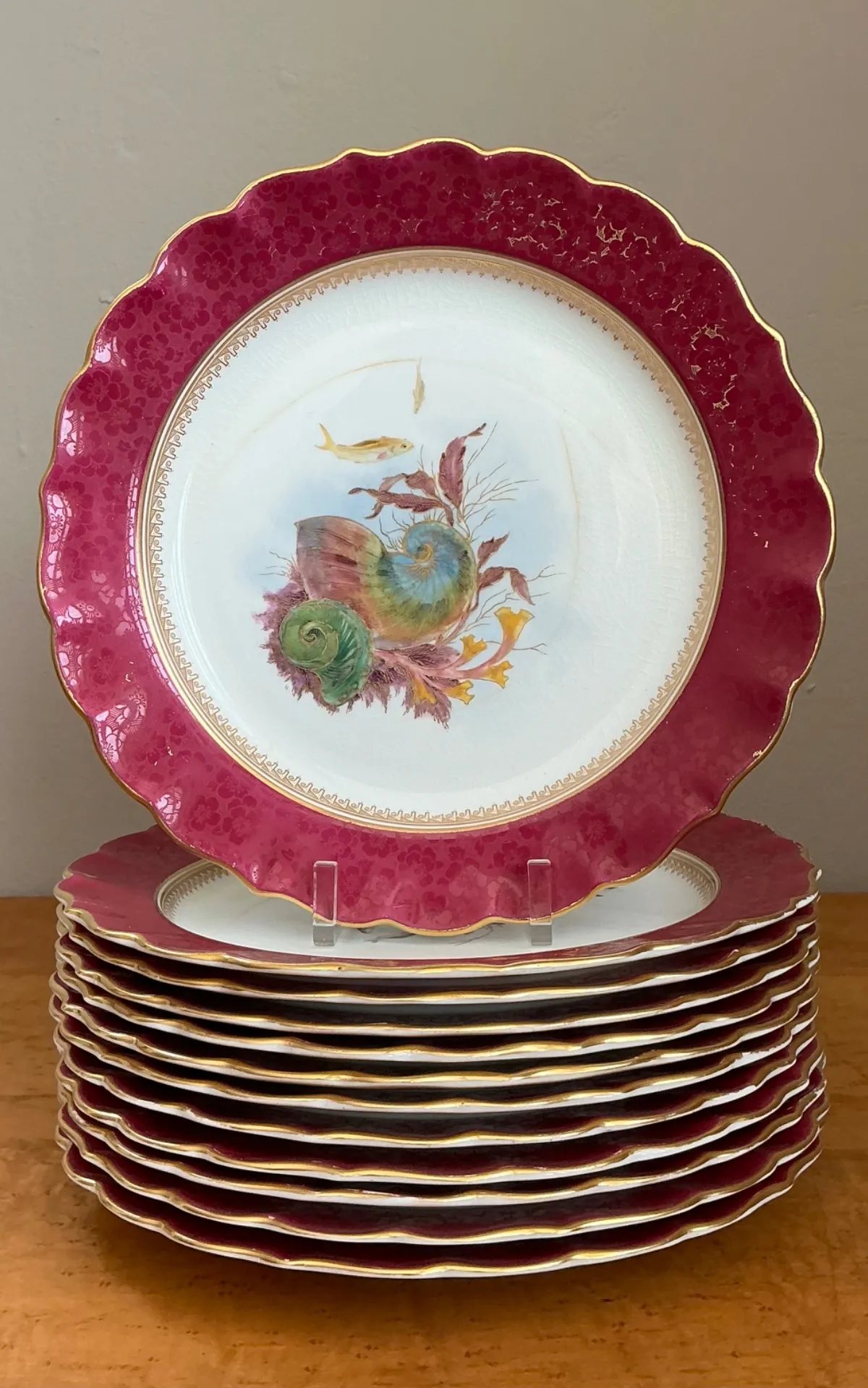 Vintage Sea Life Decorated Dinner Plates - Set of 12 — additional photo 2