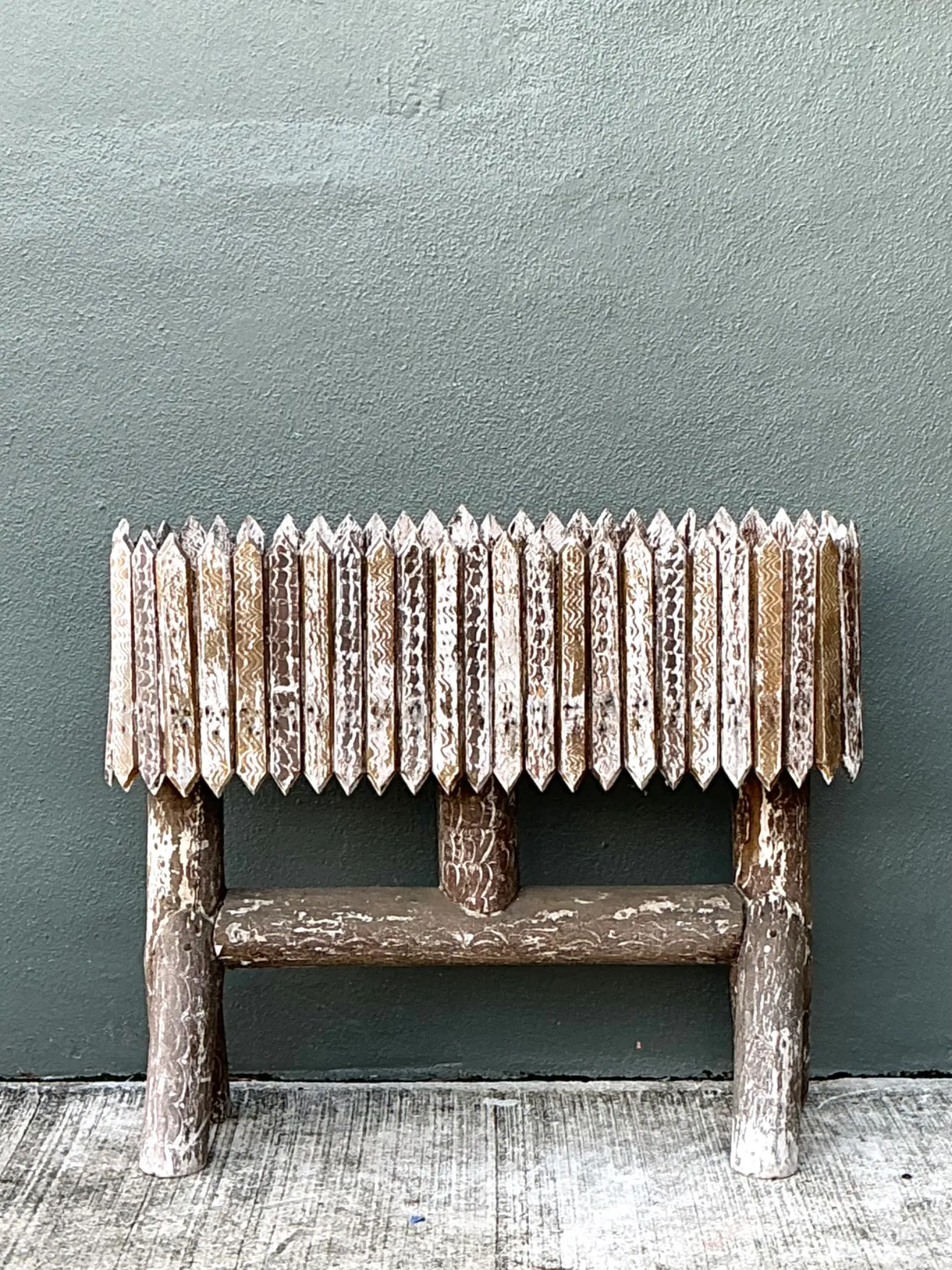 Vintage Patinated Wood Box Planter — additional photo 1