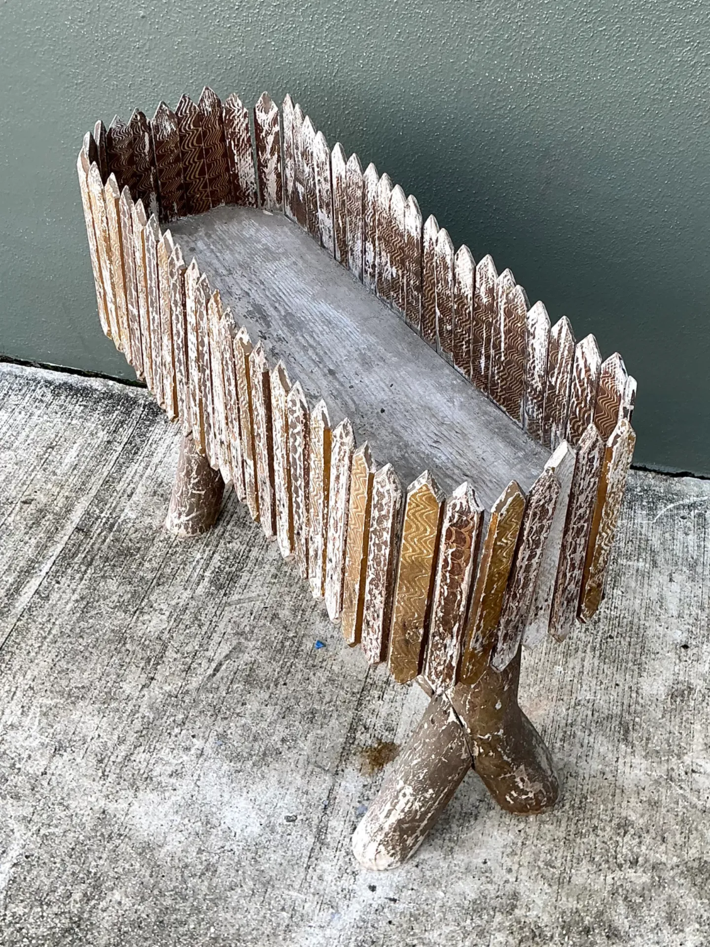 Vintage Patinated Wood Box Planter — additional photo 3