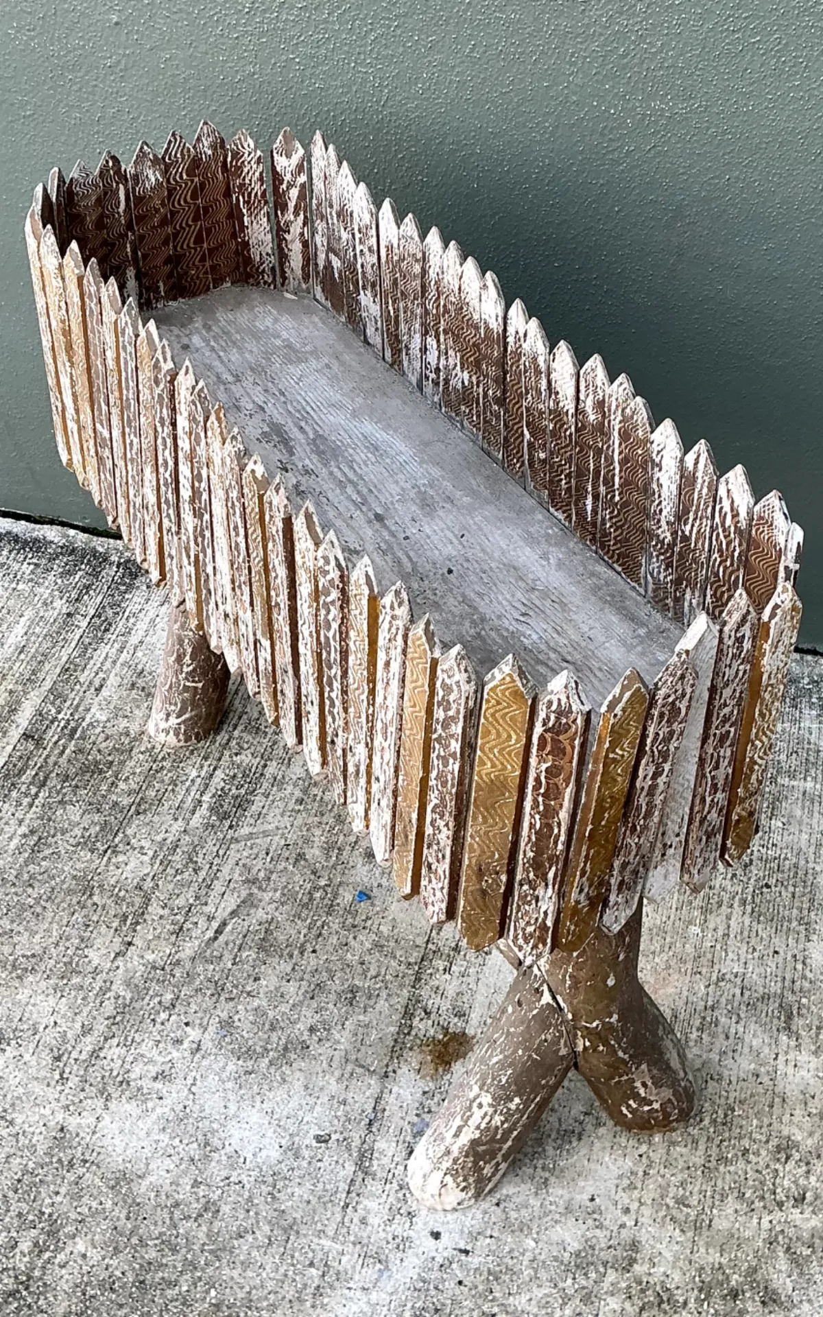 Vintage Patinated Wood Box Planter — additional photo 3