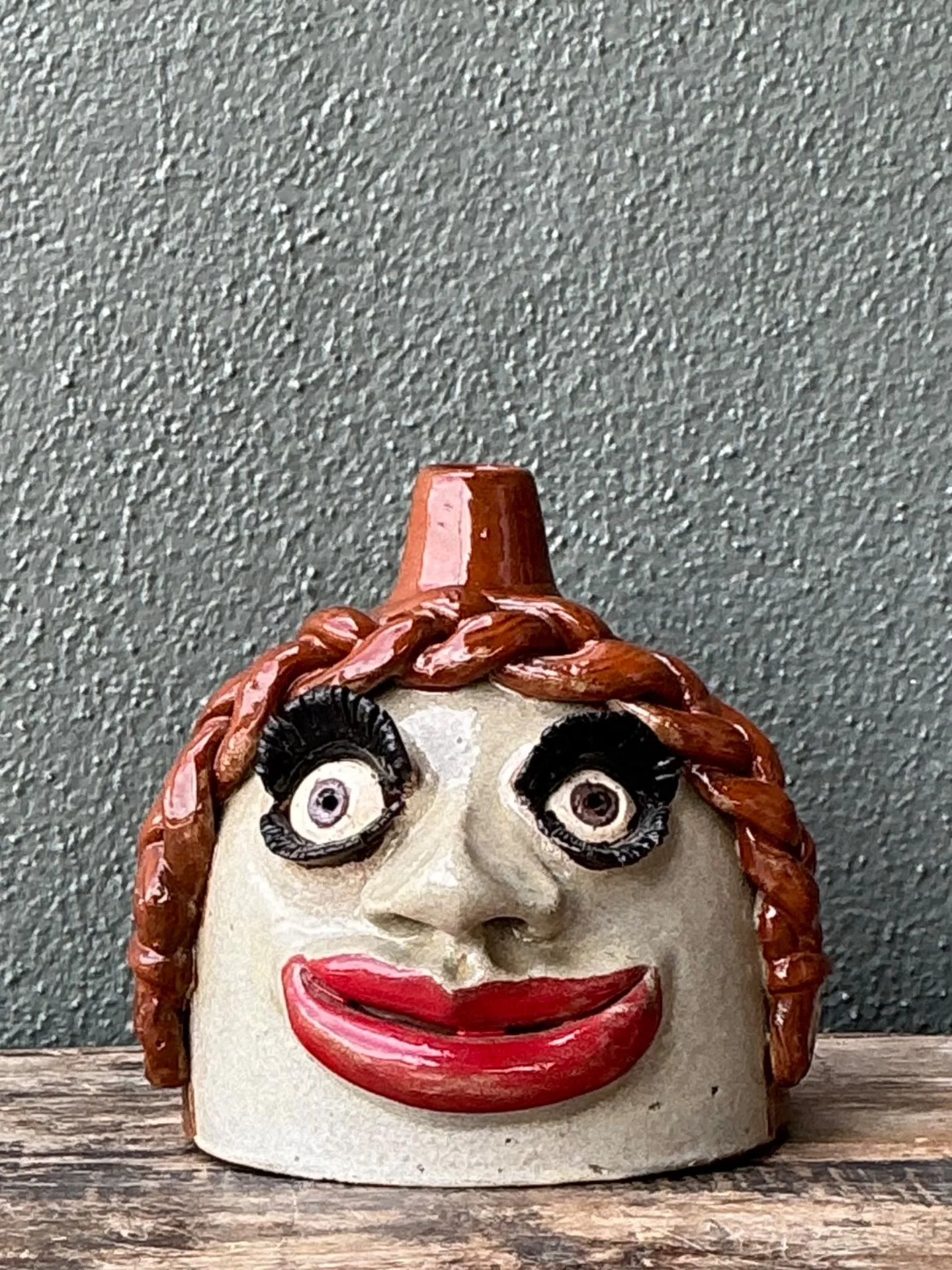 Vintage Handcrafted Ceramic Face Jug — additional photo 2