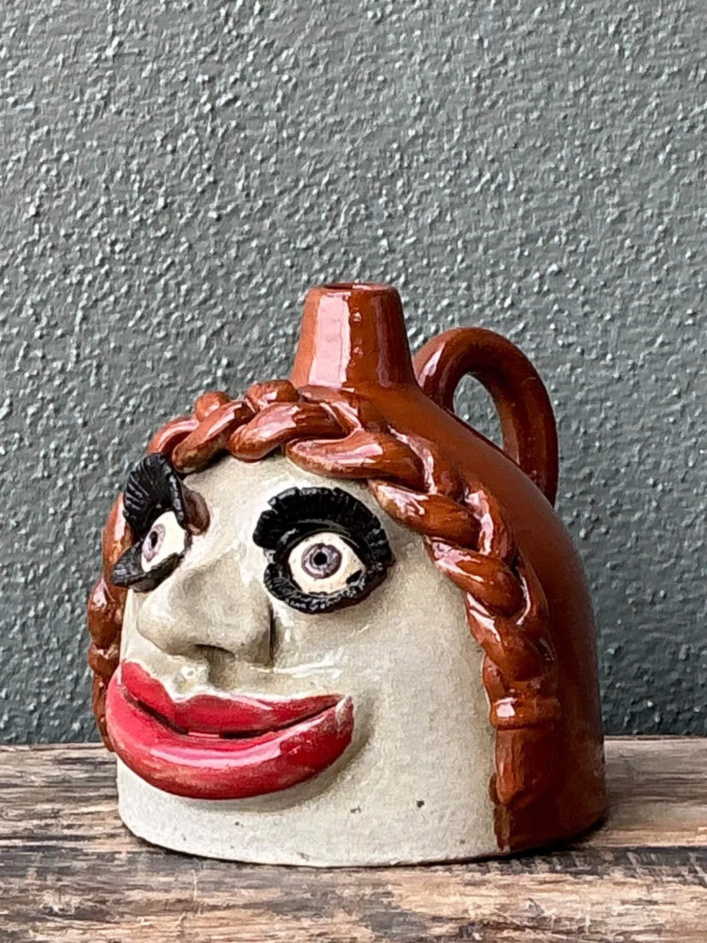 Vintage Handcrafted Ceramic Face Jug — additional photo 3