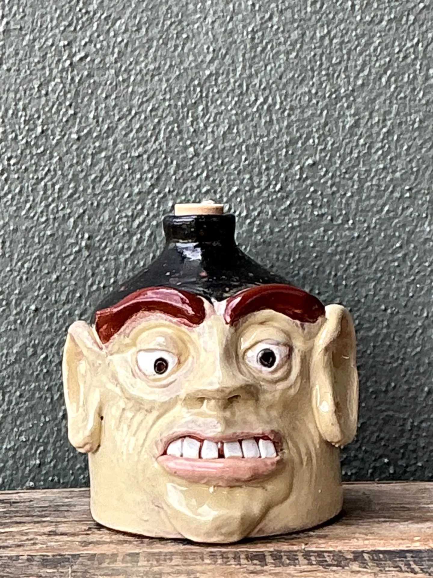 Vintage Handcrafted Ceramic Face Jug — additional photo 2